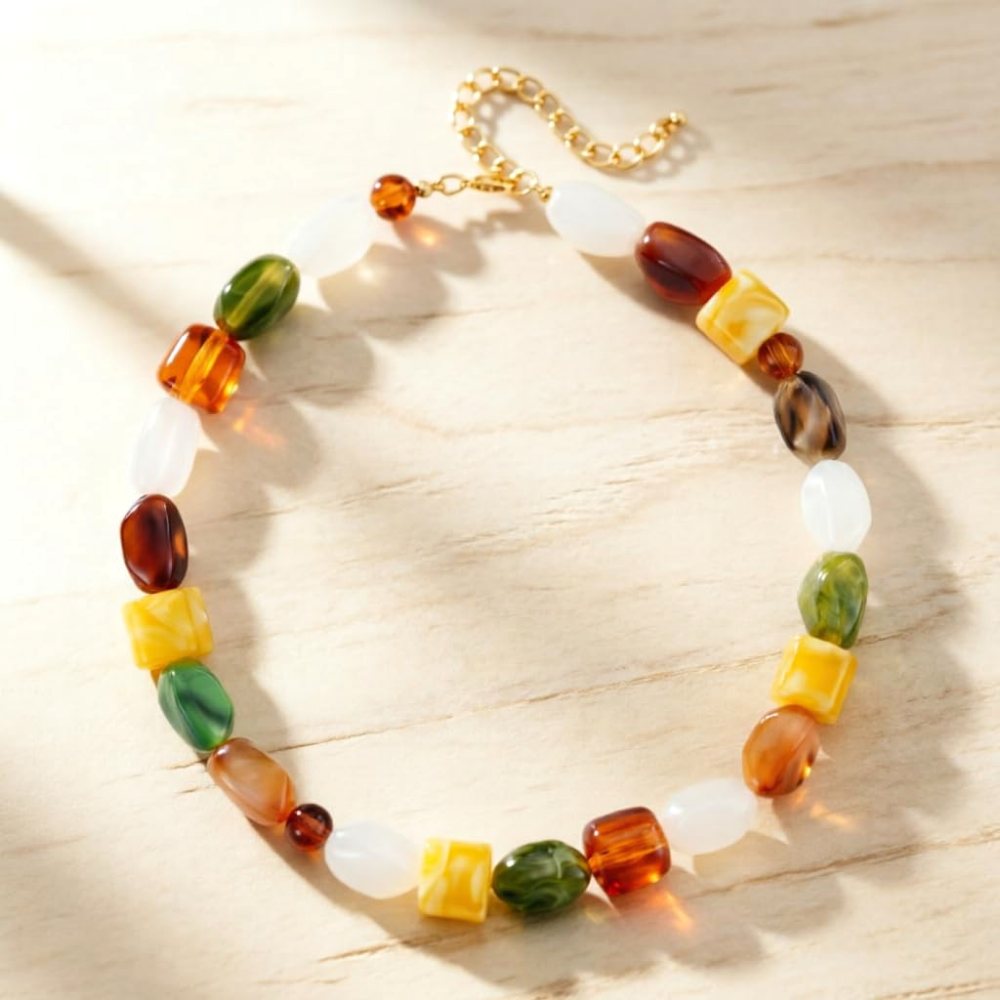 YUJIE Beaded Choker, Earthy Beads, view 5