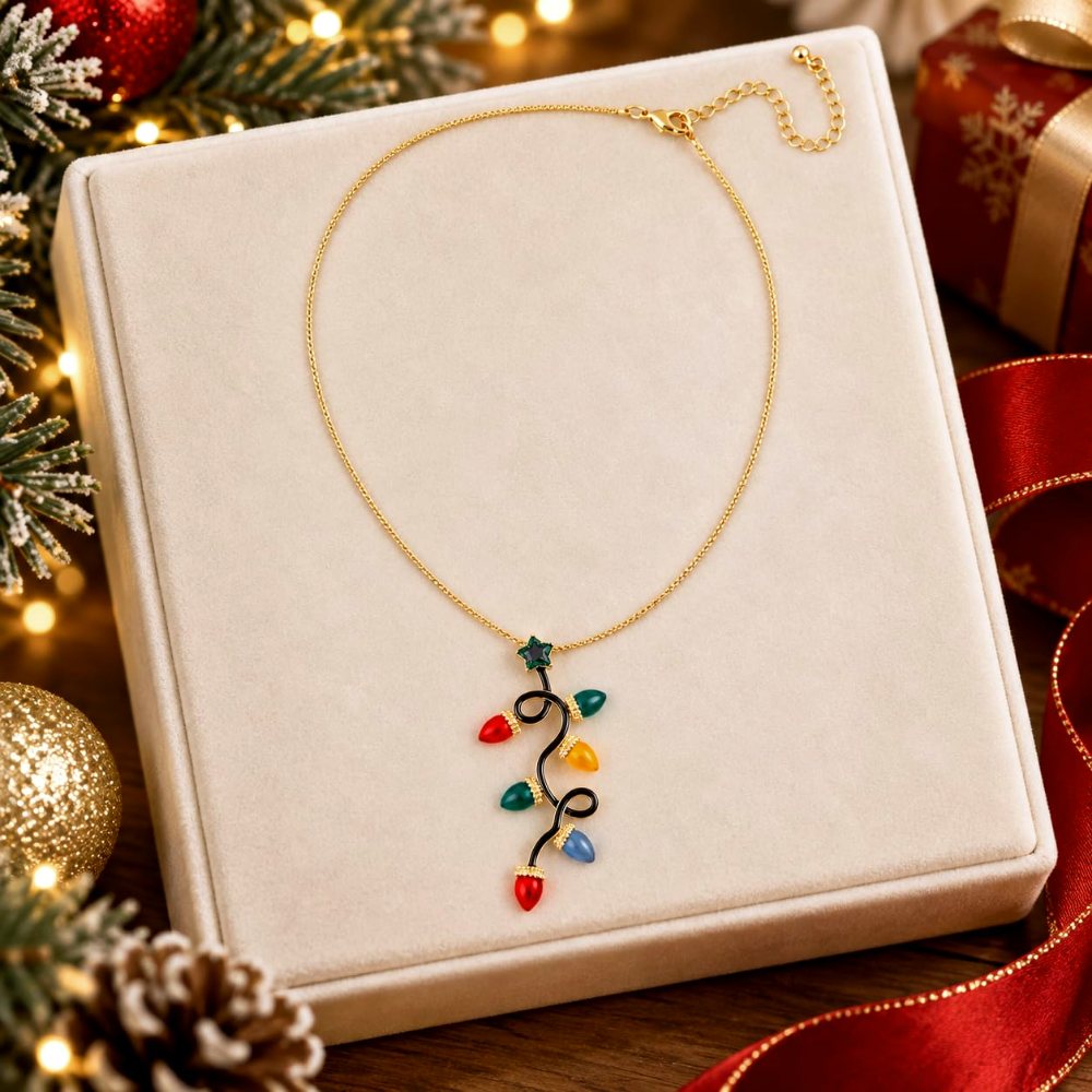 YUJIE Christmas Bulb Pendant Necklace, view 5