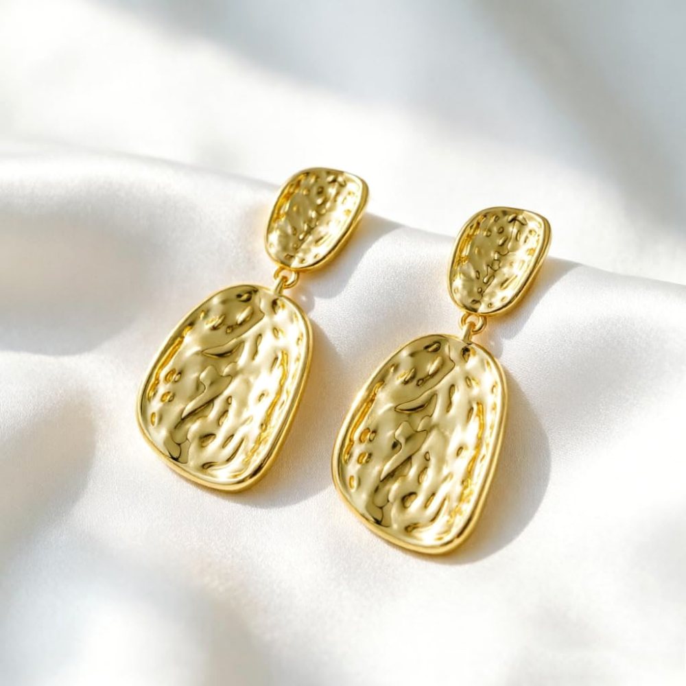 YUJIE Hammered Drop Earrings, Organic Shape, view 5