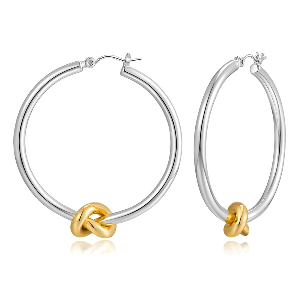 YUJIE Knot Hoops, Two Tone