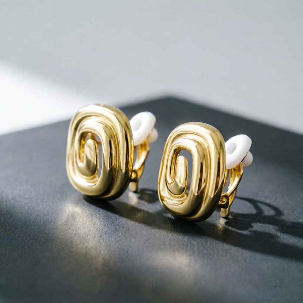 YUJIE Spiral Square Clip-On Earrings, view 5