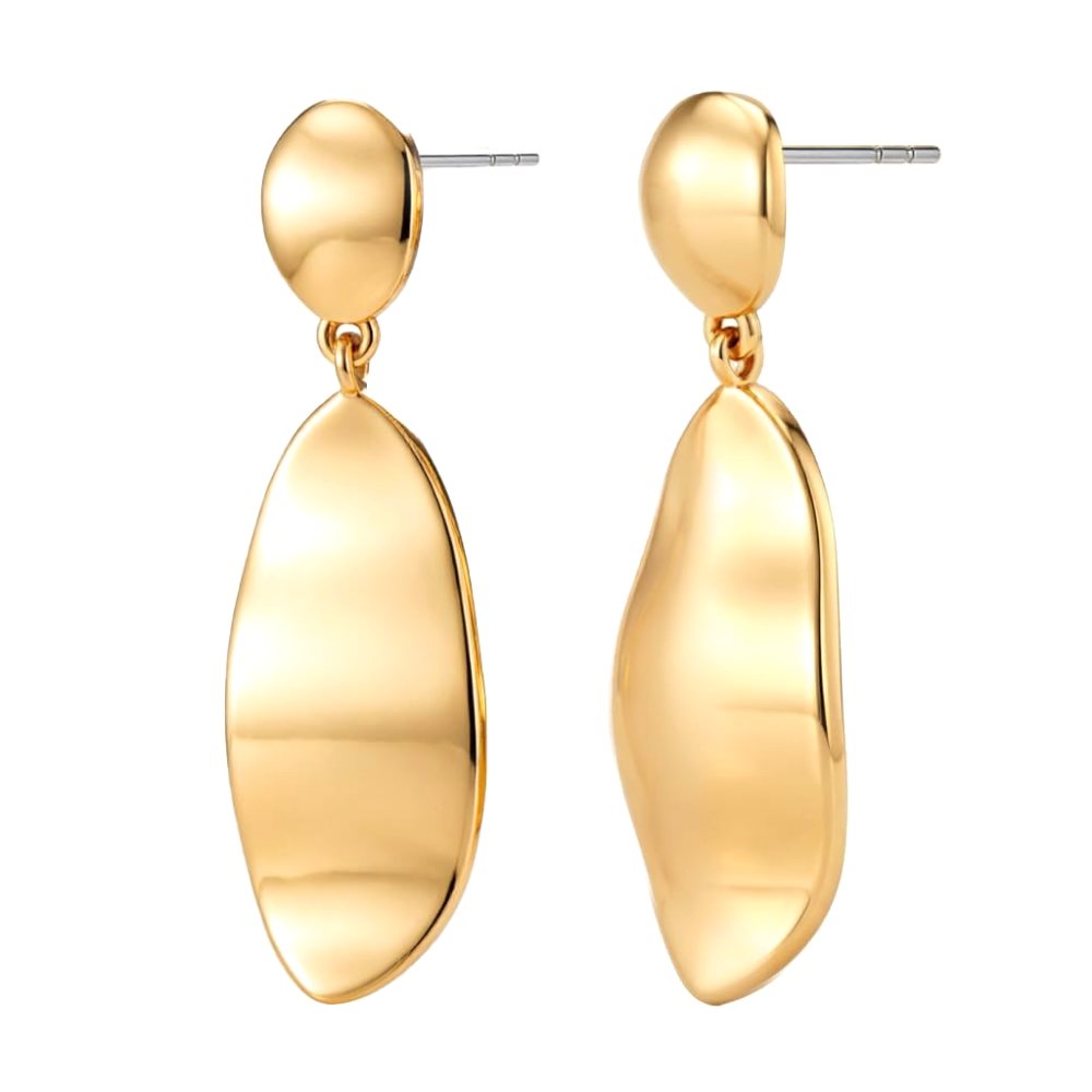 YUJIE Teardrop Drop Earrings, Smooth Teardrop, gold tone