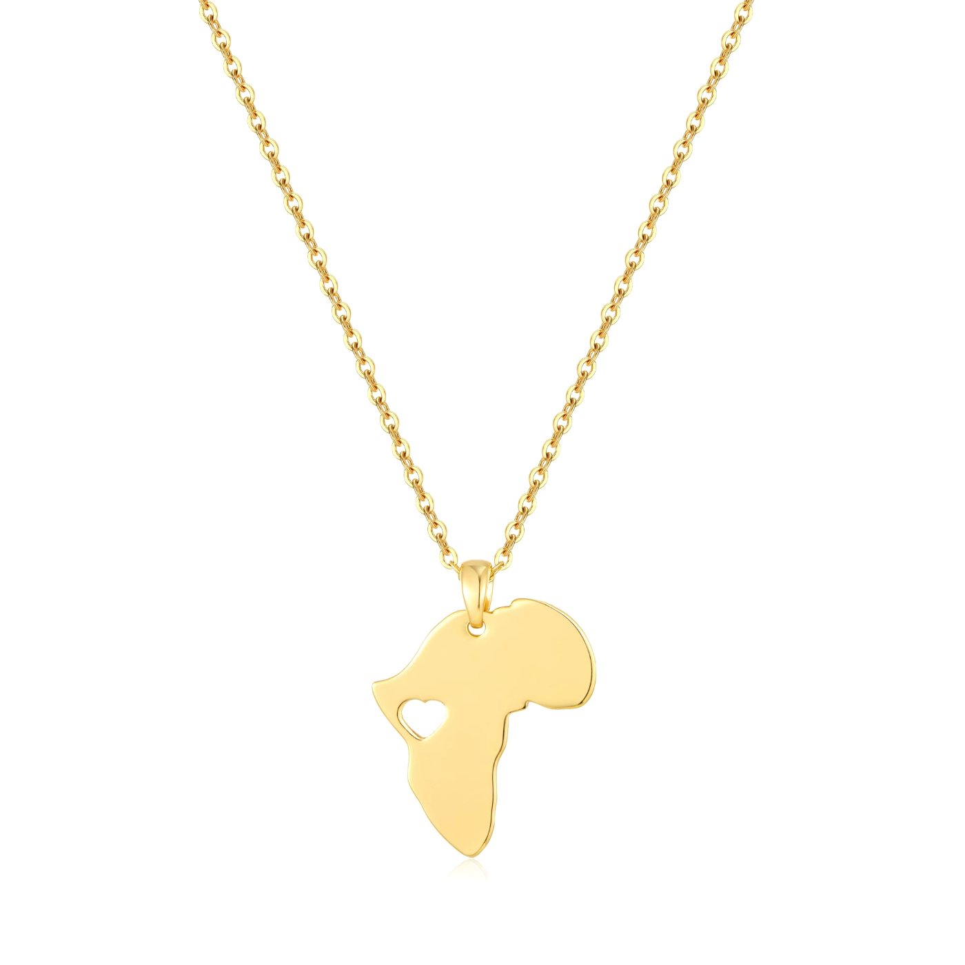 YUJIE Africa Map Pendant Necklace, gold tone