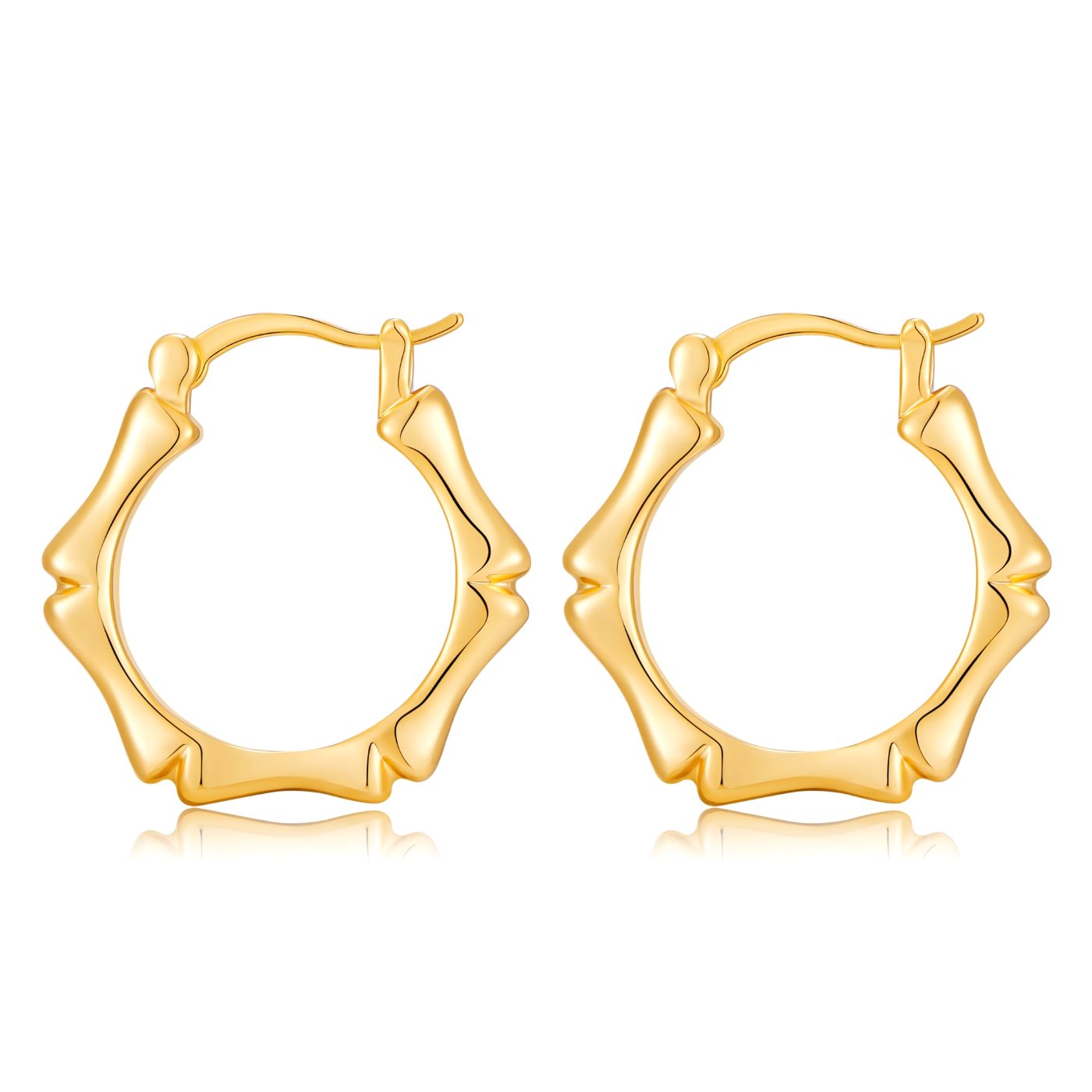 YUJIE Bamboo Hexagon Hoops, gold tone