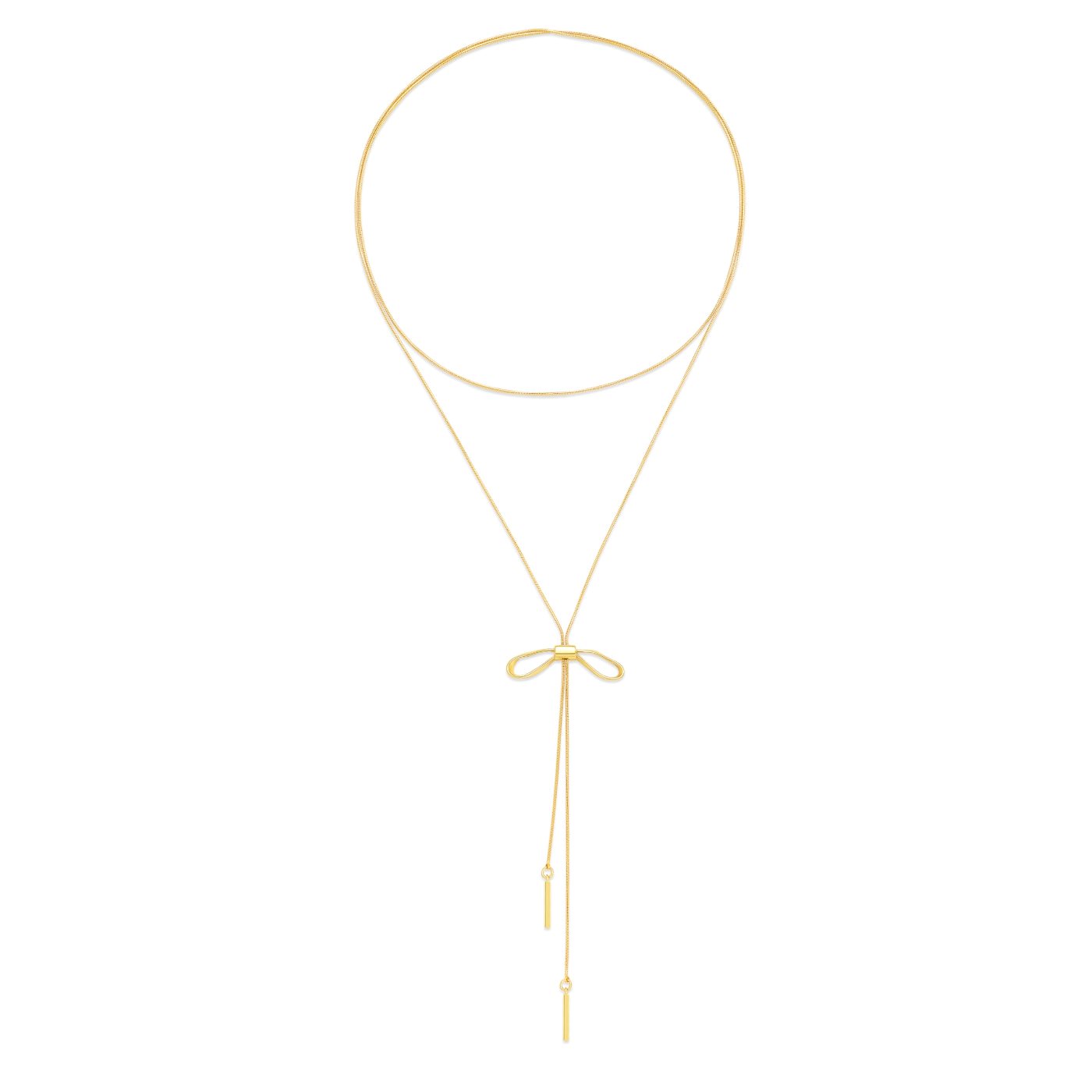 YUJIE Bar Lariat, Bow Motif, gold tone