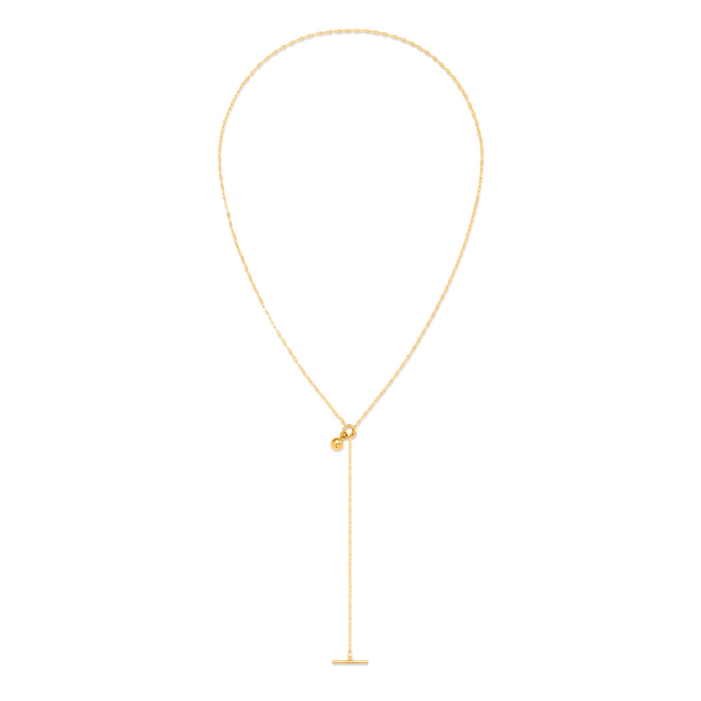 YUJIE Bar Lariat, Ball Motif, gold tone