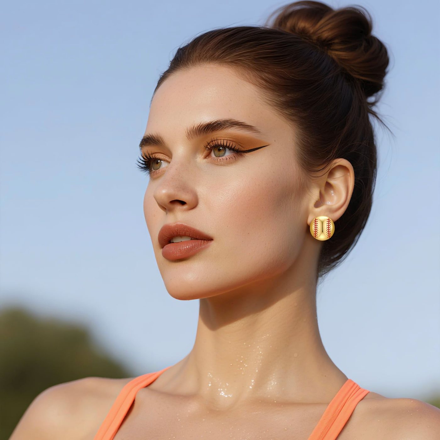YUJIE Baseball Clip-On Earrings, second view