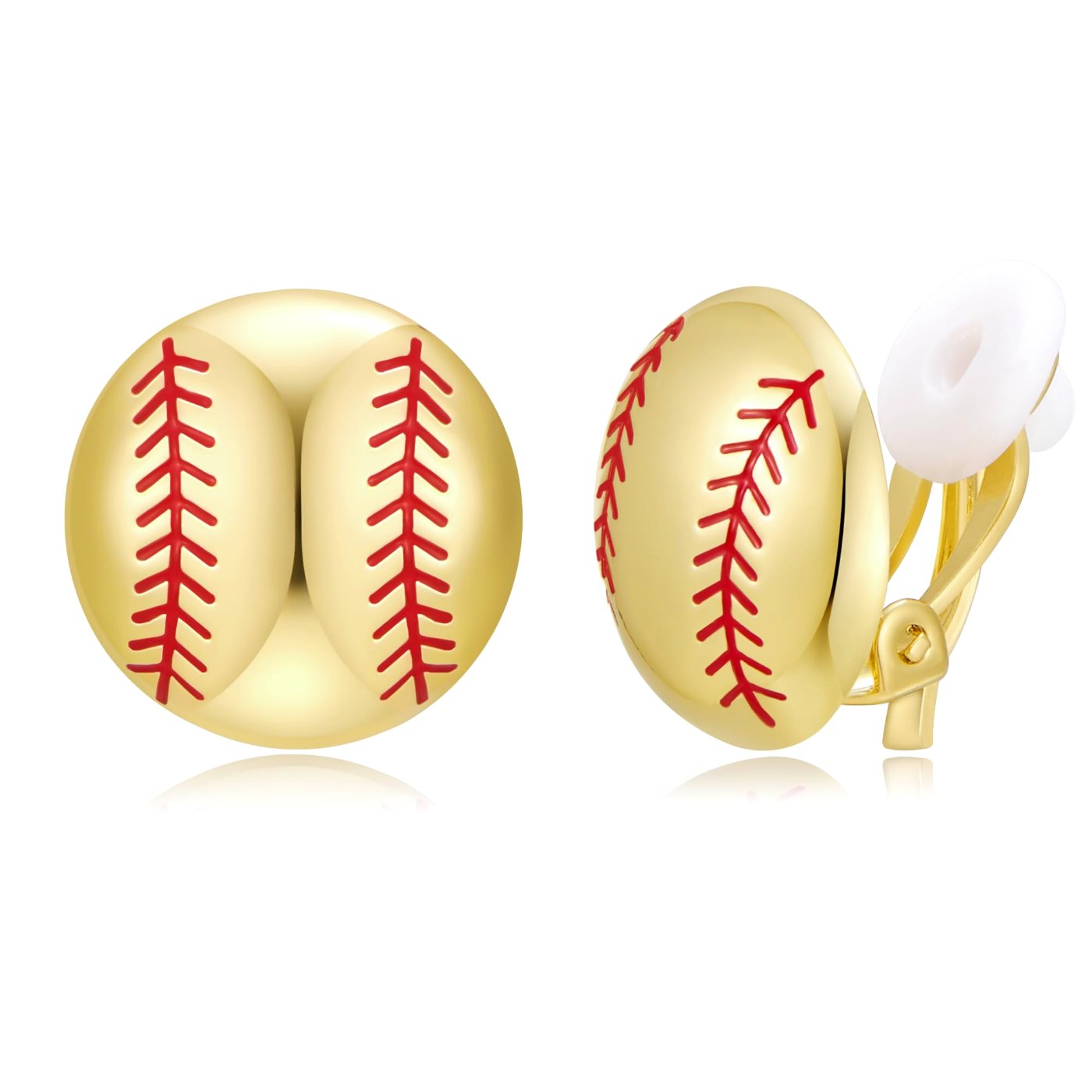 YUJIE Baseball Clip-On Earrings, gold tone