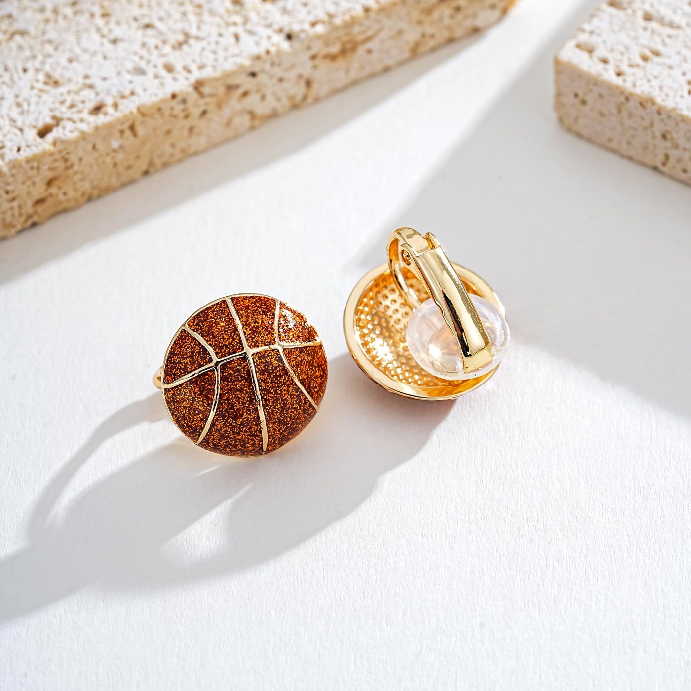 YUJIE Basketball Clip-On Earrings, second view