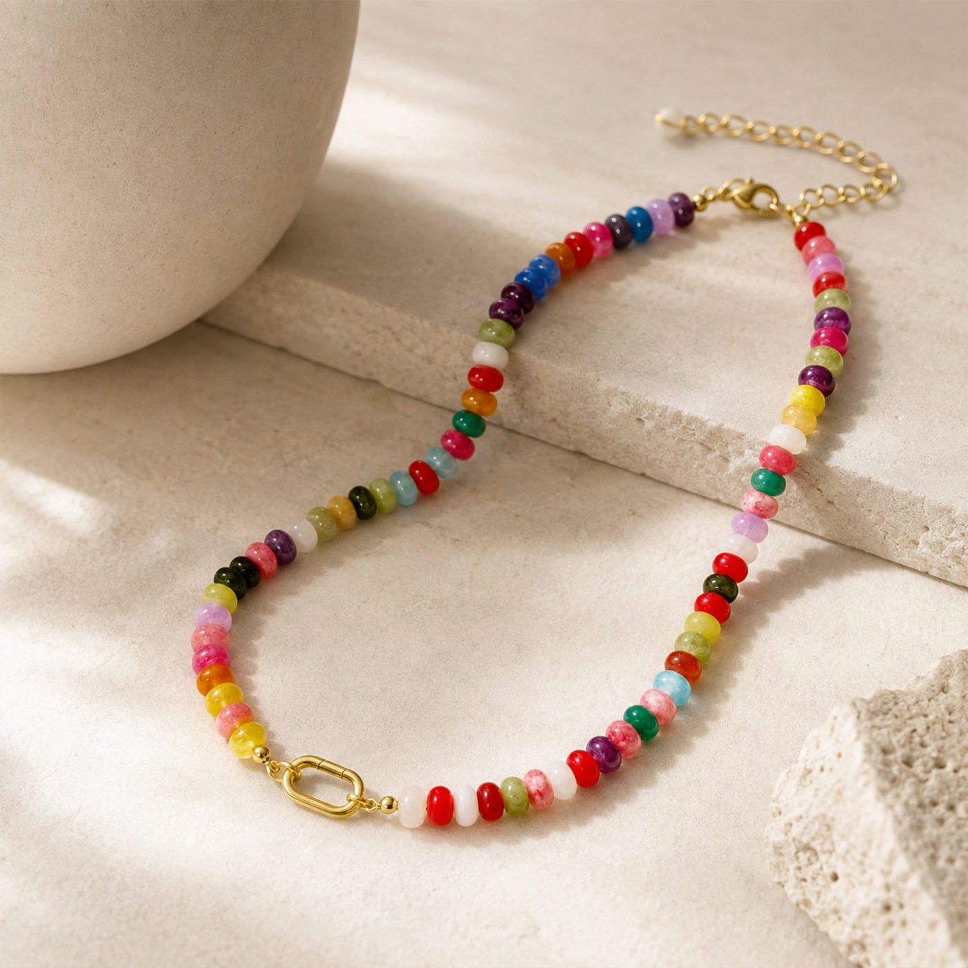 YUJIE Beaded Necklace, Multi Color Beads, view 5