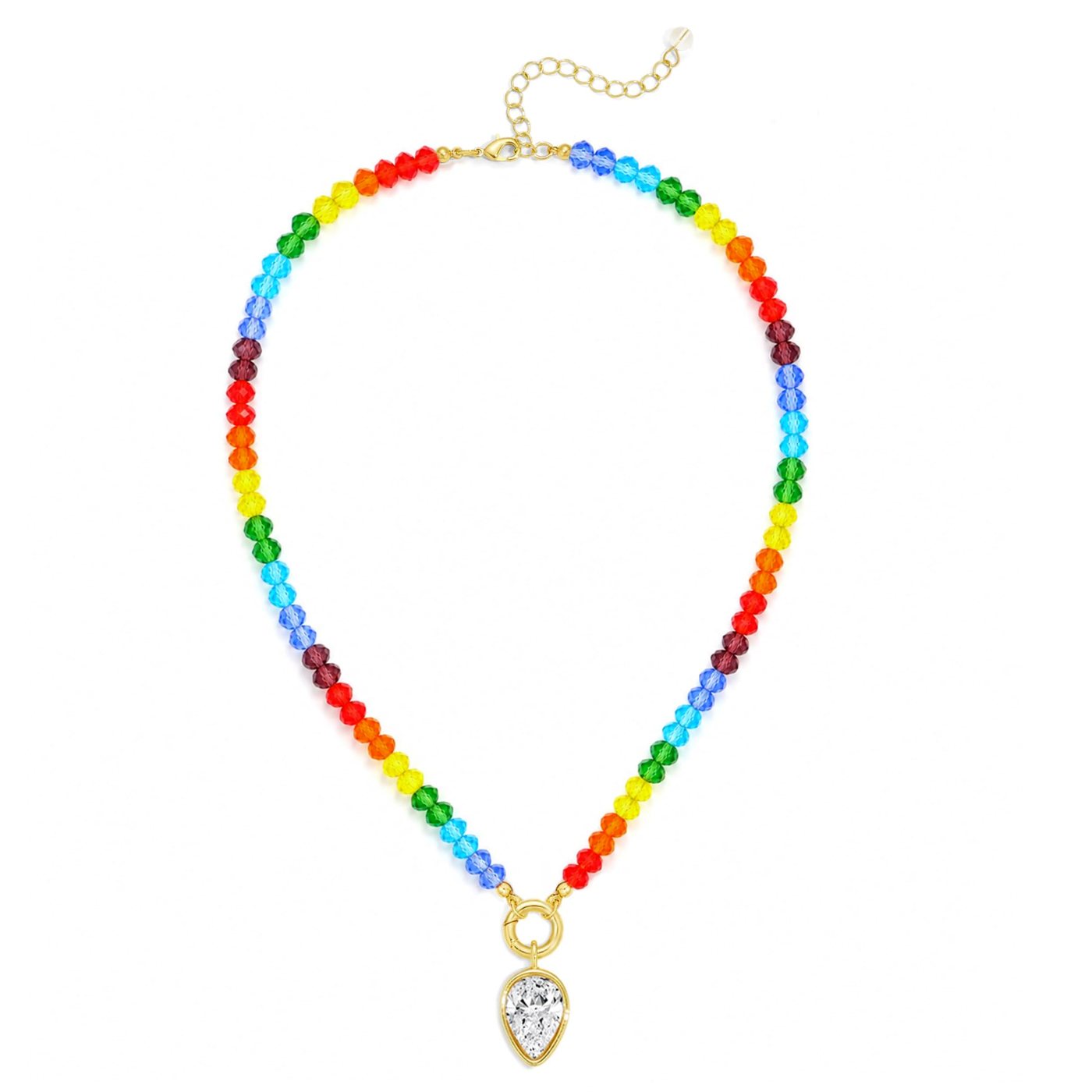 YUJIE Beaded Necklace, Teardrop Pendant, color