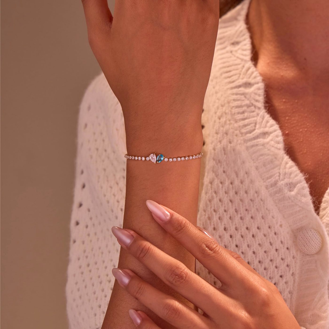 YUJIE Birthstone Bracelet, Aquamarine, second view
