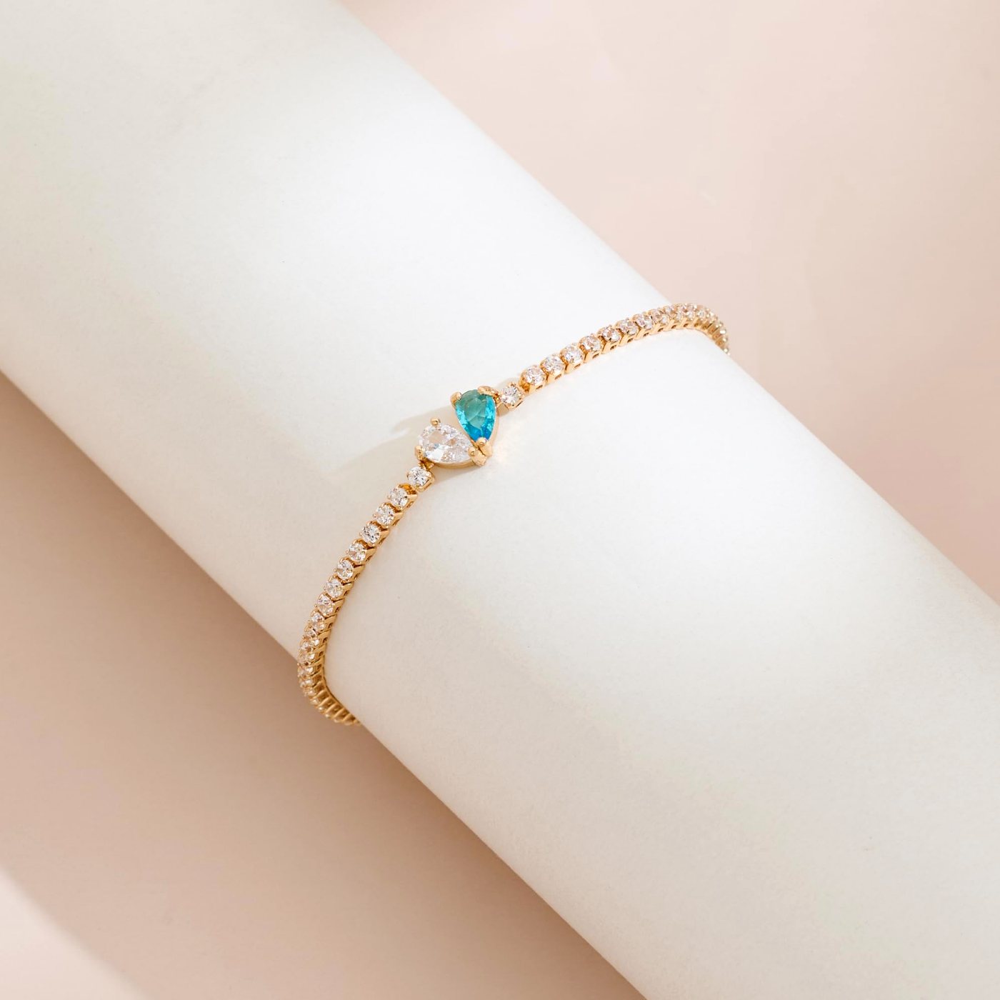 YUJIE Birthstone Bracelet, Aquamarine, view 4