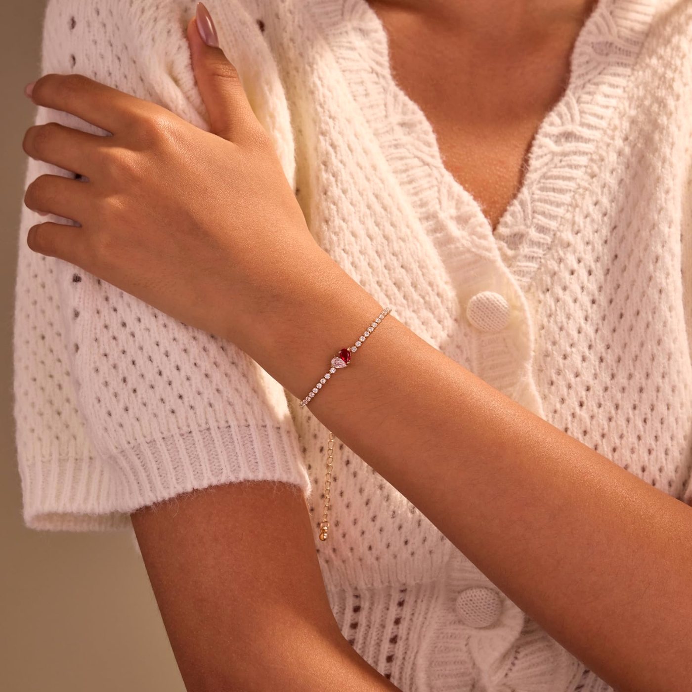 YUJIE Birthstone Bracelet, Garnet, second view