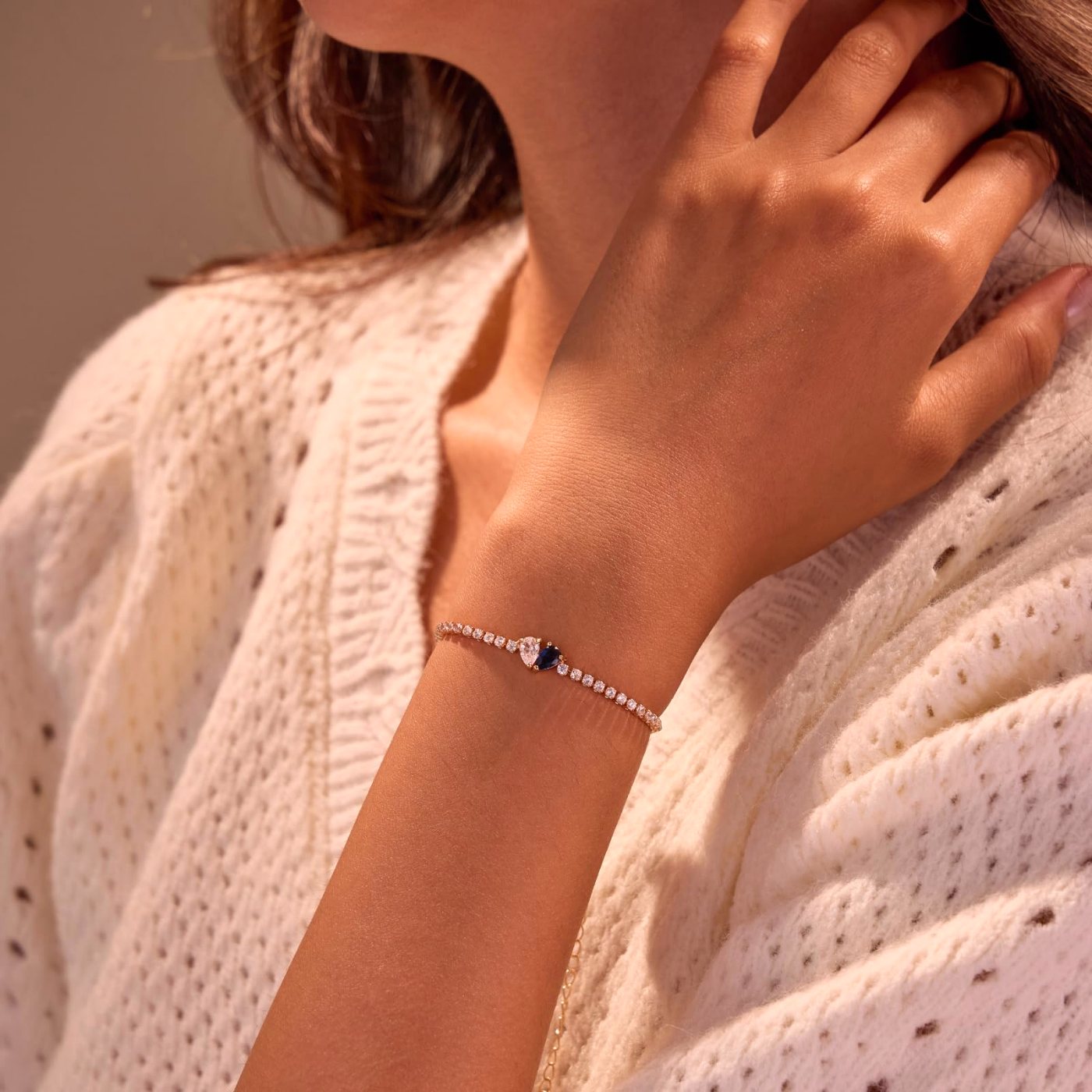 YUJIE Birthstone Bracelet, Sapphire, view 3