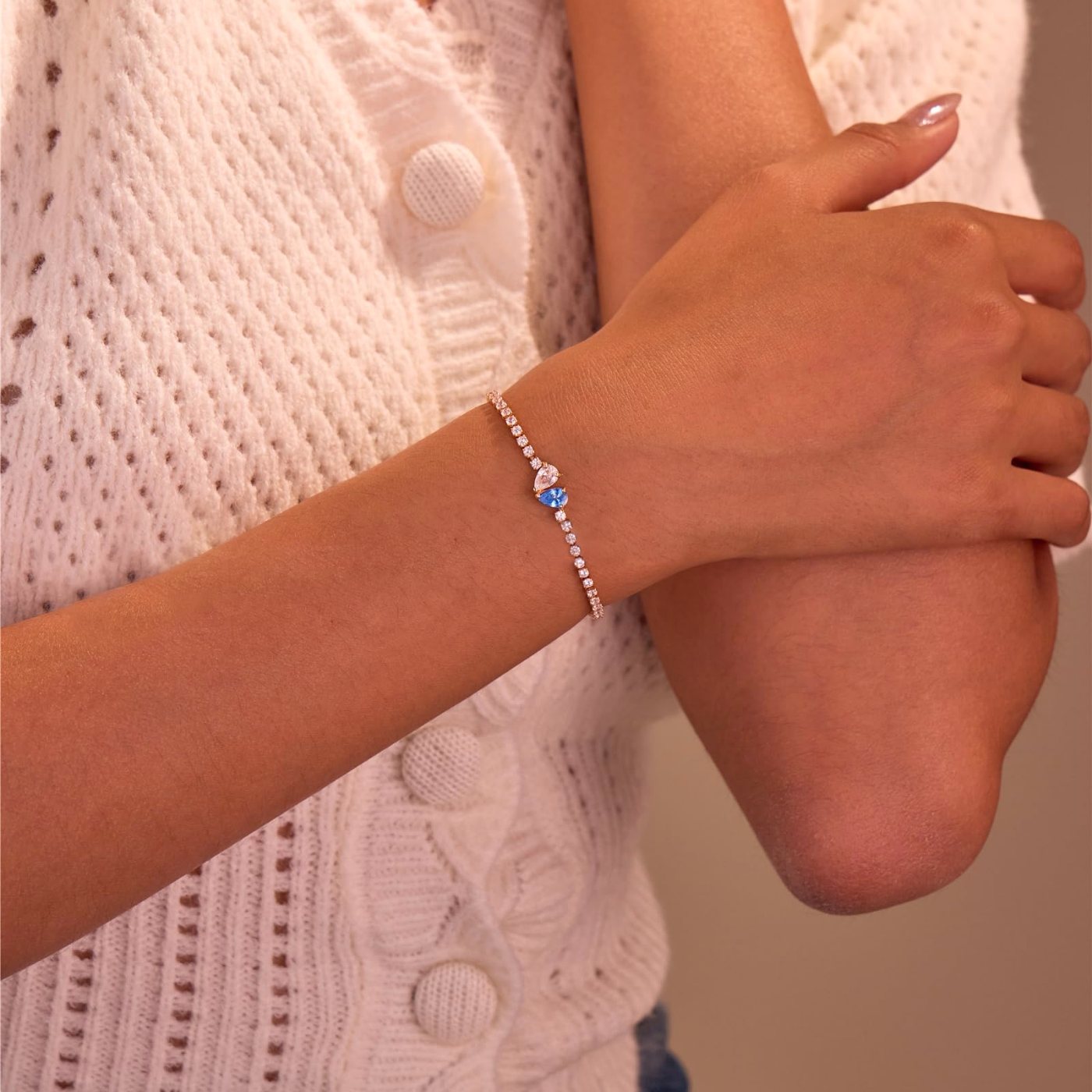 YUJIE Birthstone Bracelet, Tanzanite, view 3