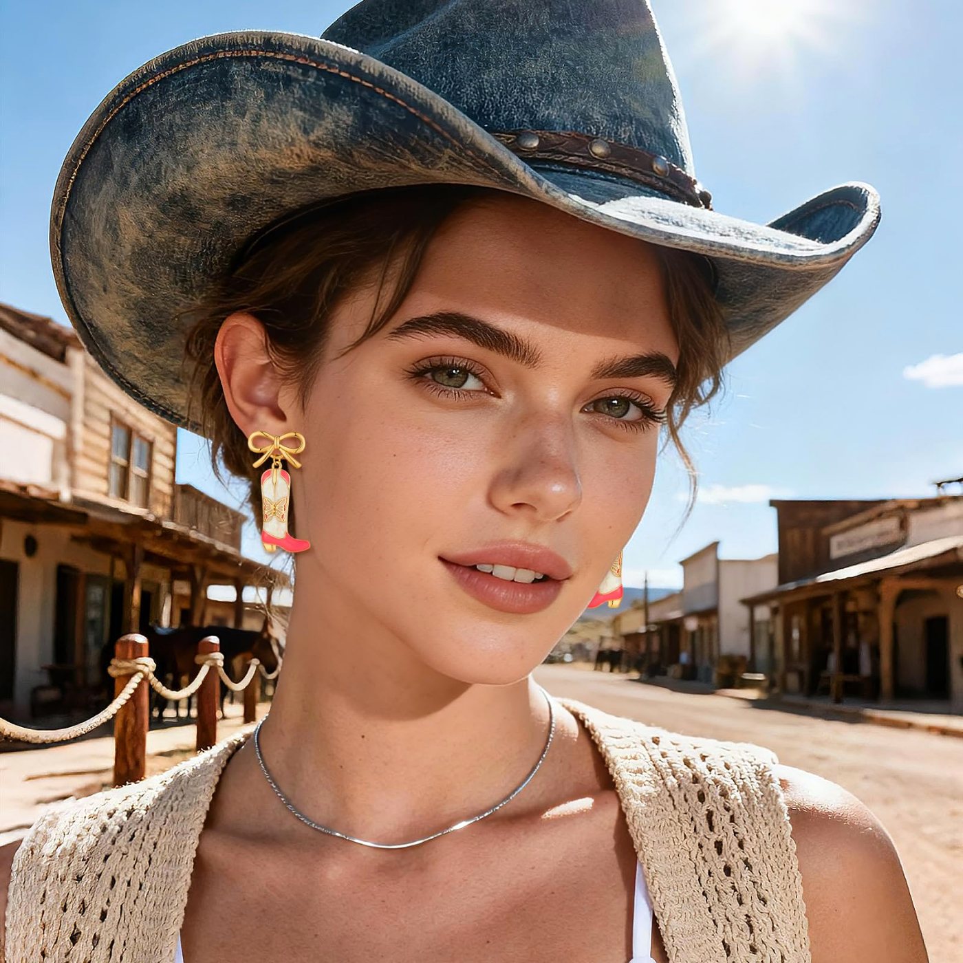YUJIE Bow Boot Drop Earrings, view 3