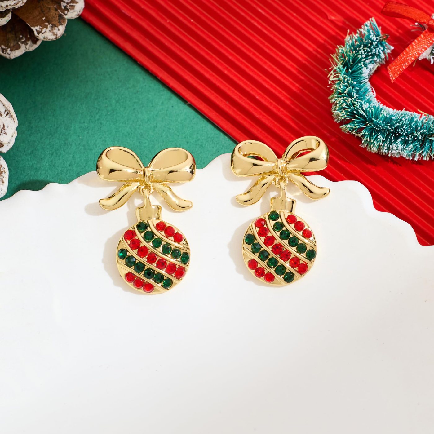 YUJIE Bow Bulb Drop Earrings, second view