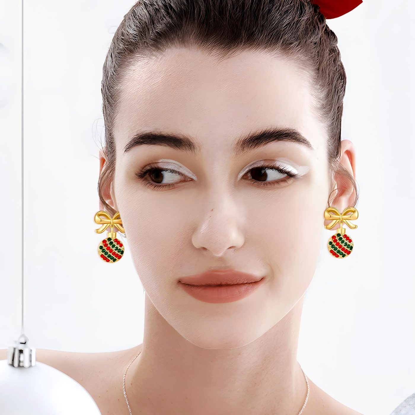 YUJIE Bow Bulb Drop Earrings, view 4