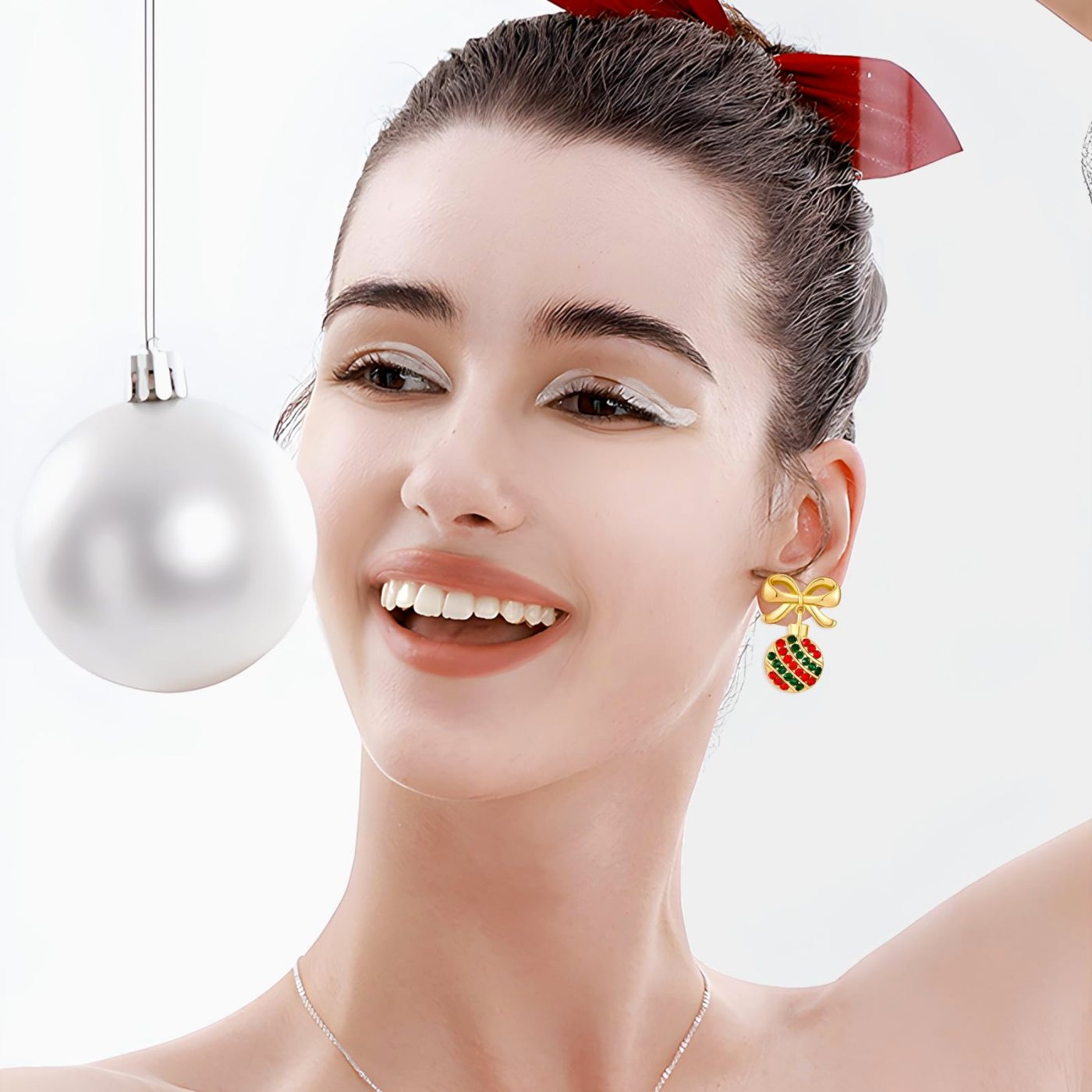 YUJIE Bow Bulb Drop Earrings, view 5