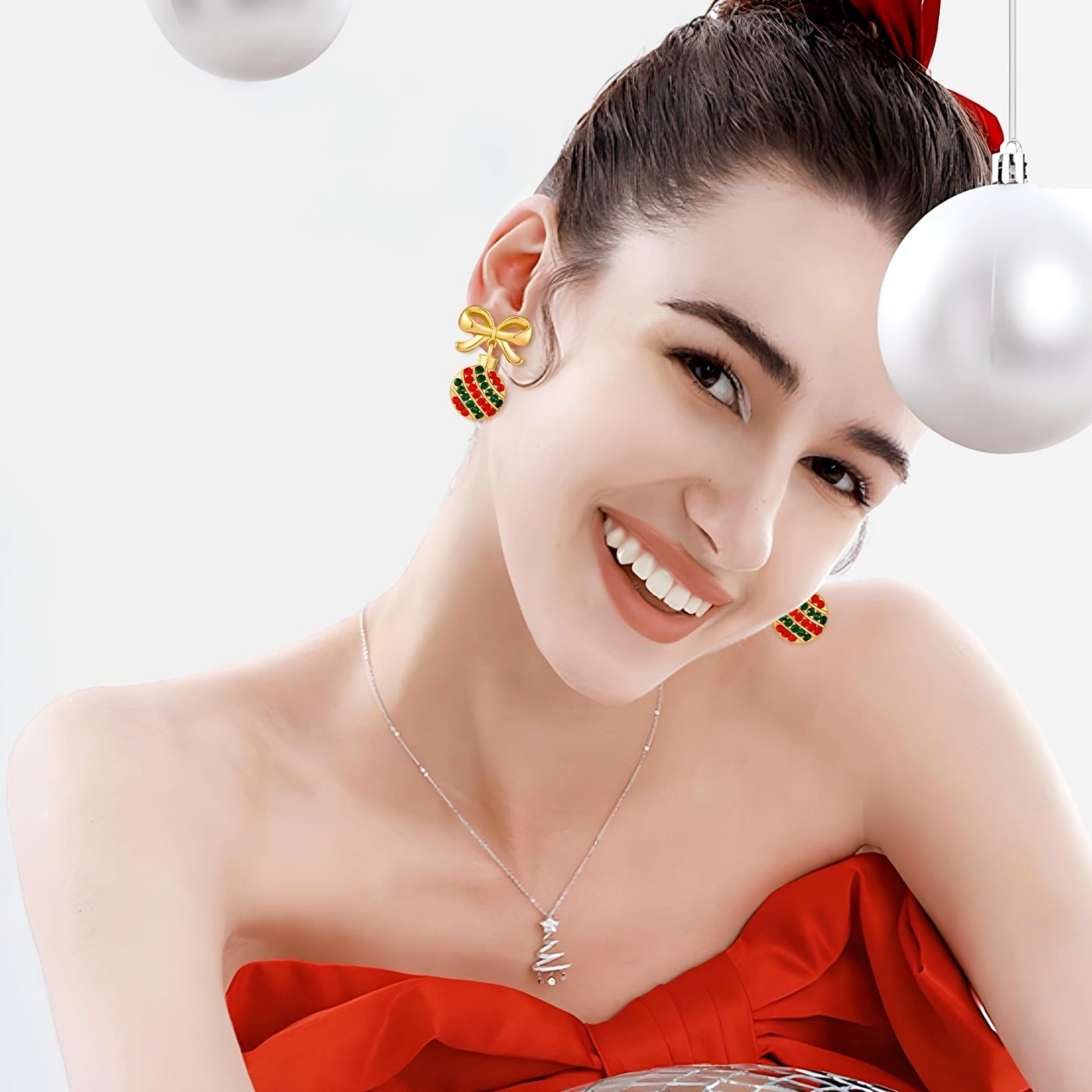 YUJIE Bow Bulb Drop Earrings, view 6