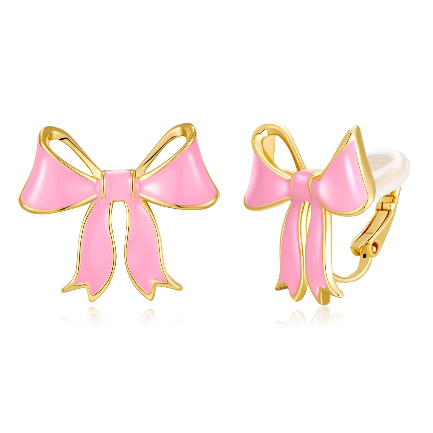 YUJIE Bow Clip-On Earrings, Pink, color