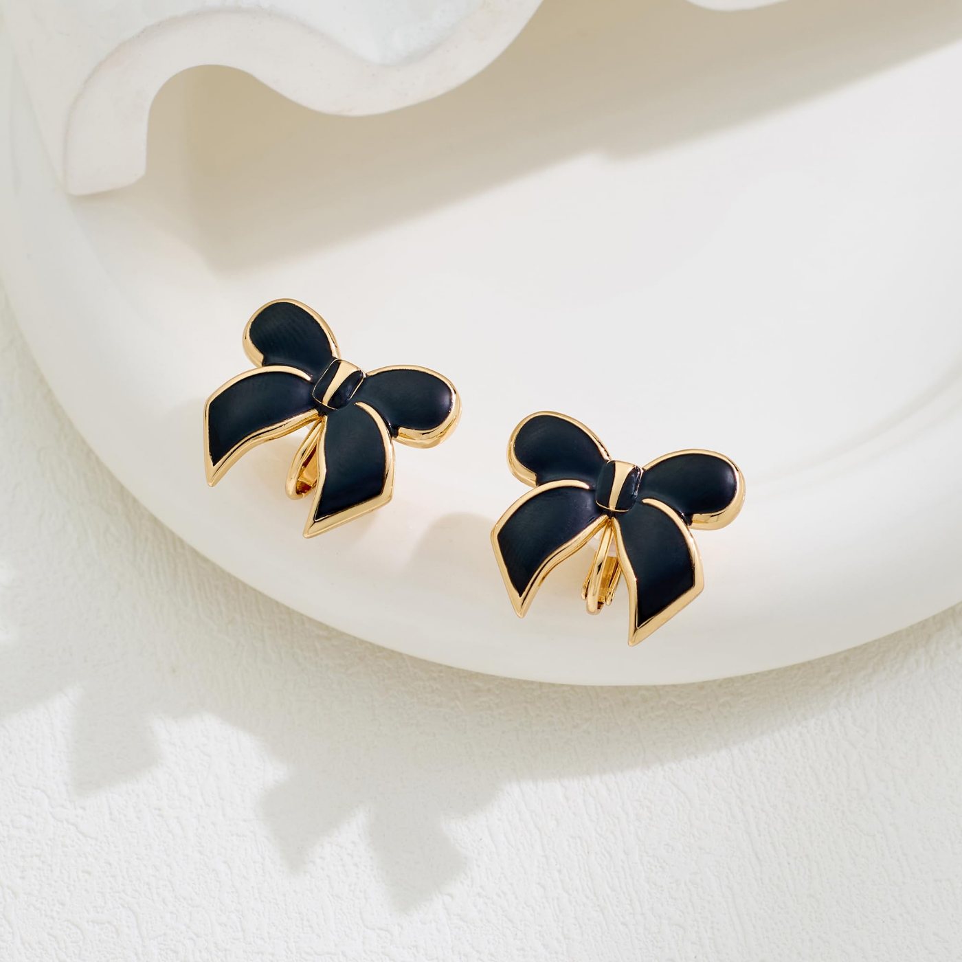 YUJIE Bow Clip-On Earrings, Black, view 5