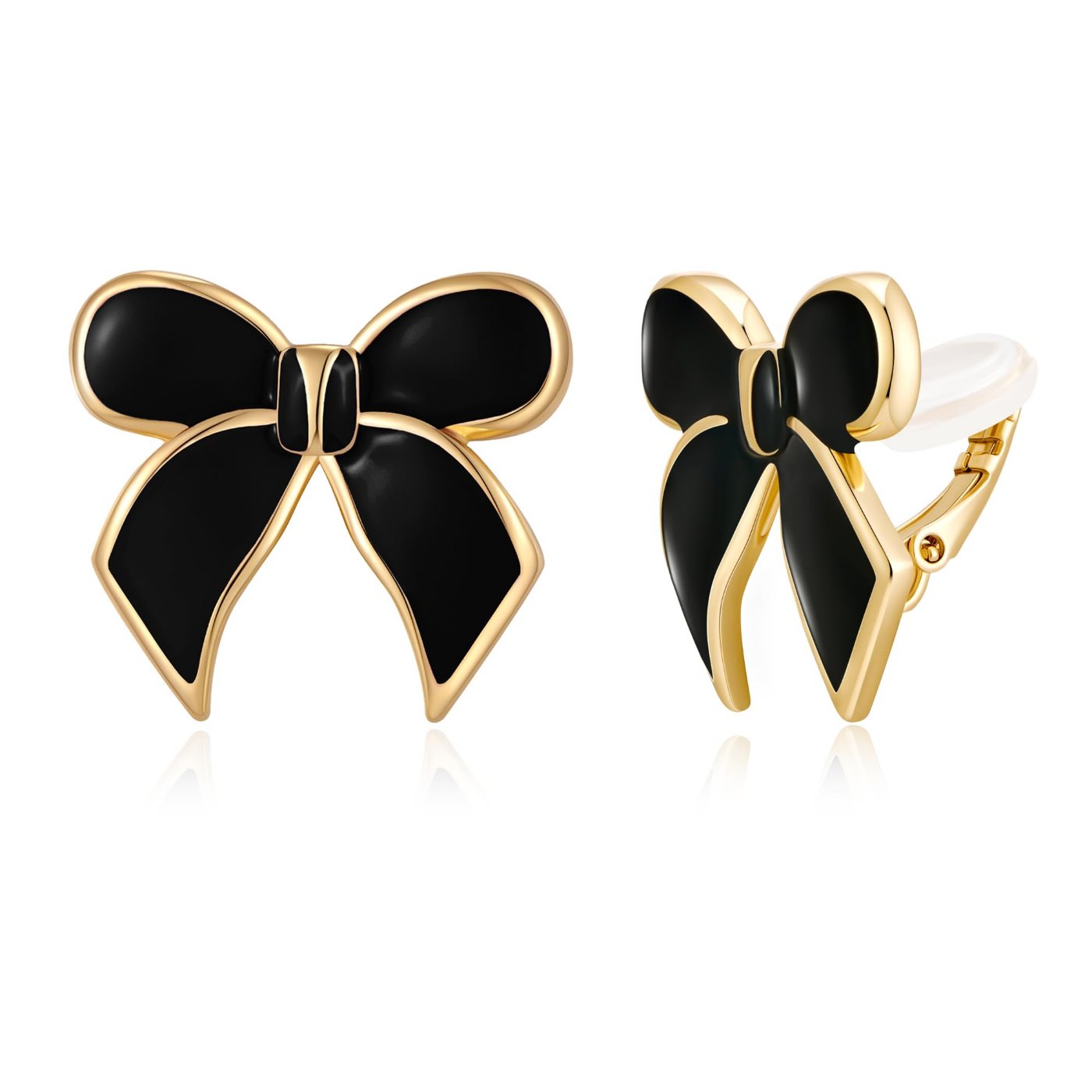 YUJIE Bow Clip-On Earrings, Black, color