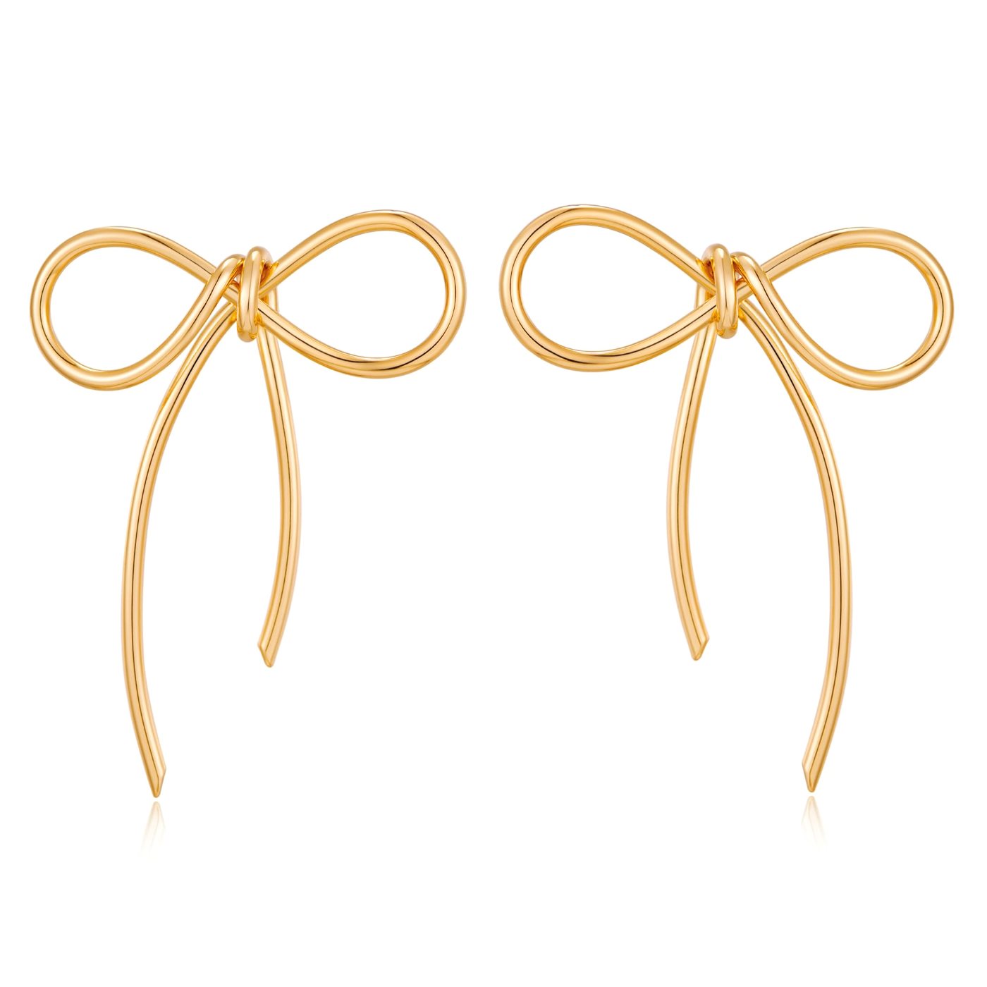 YUJIE Bow Drop Earrings, Wire Bow, gold tone