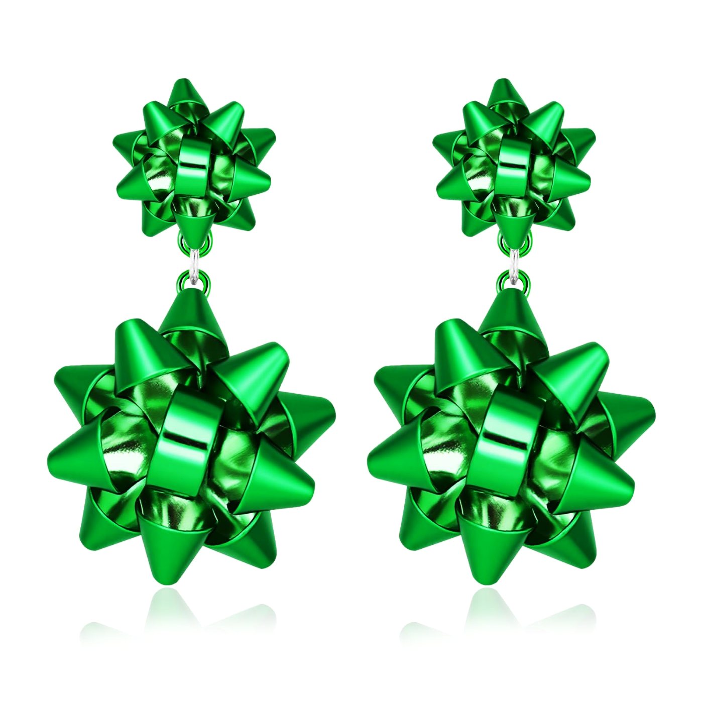 YUJIE Bow Drop Earrings, Green Double Bow, color