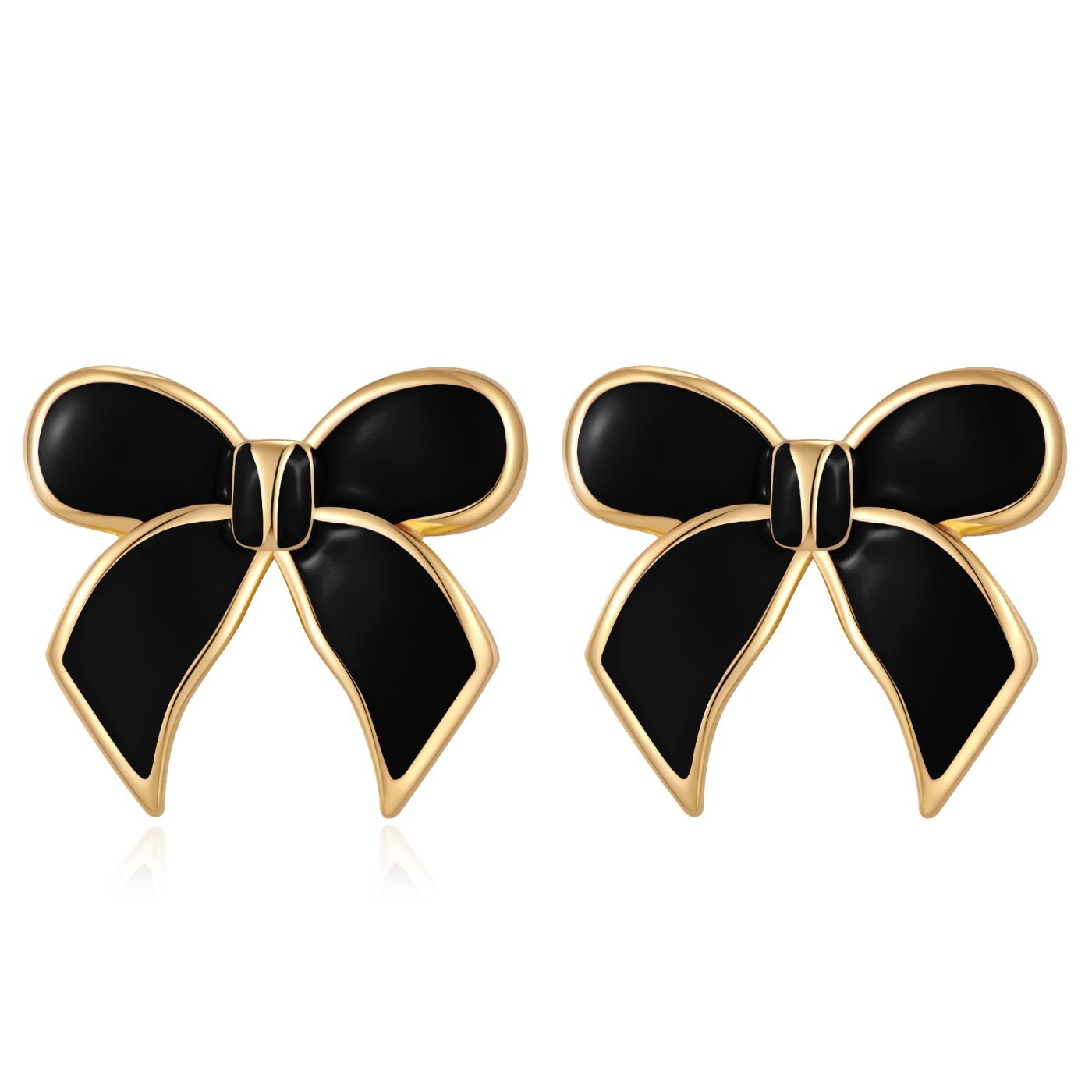 YUJIE Bow Drop Earrings, Black Enamel, color