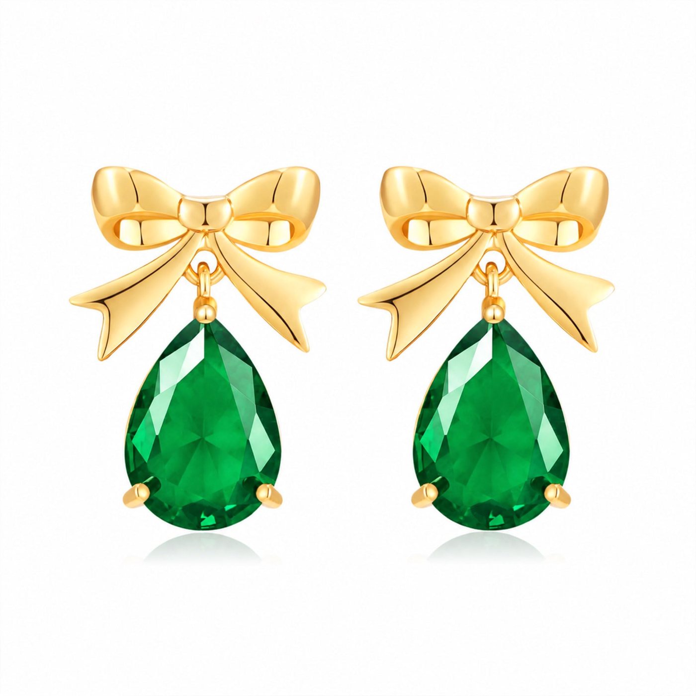 YUJIE Bow Drop Earrings, Green Teardrop, color