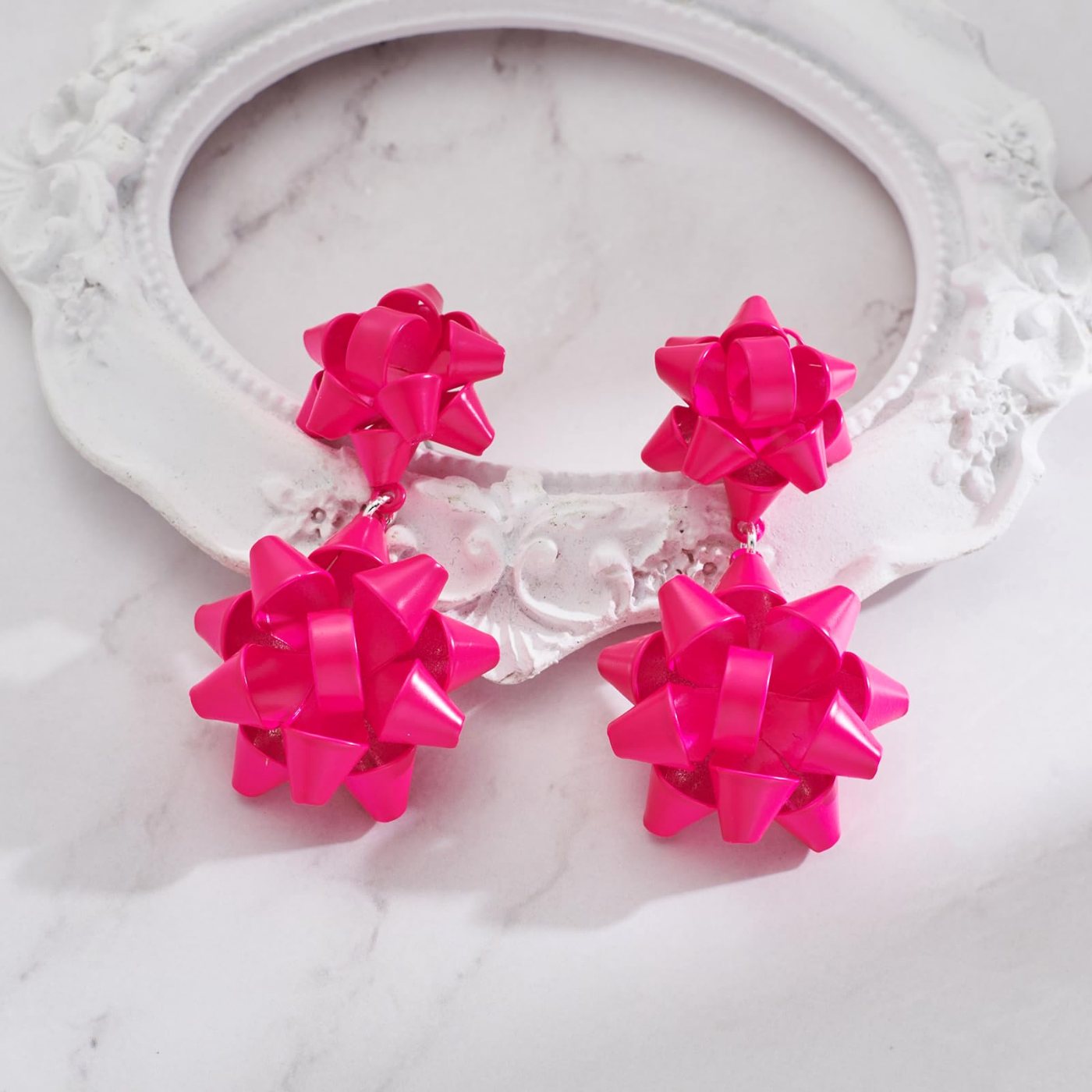 YUJIE Bow Drop Earrings, Double Bow Drop, view 5