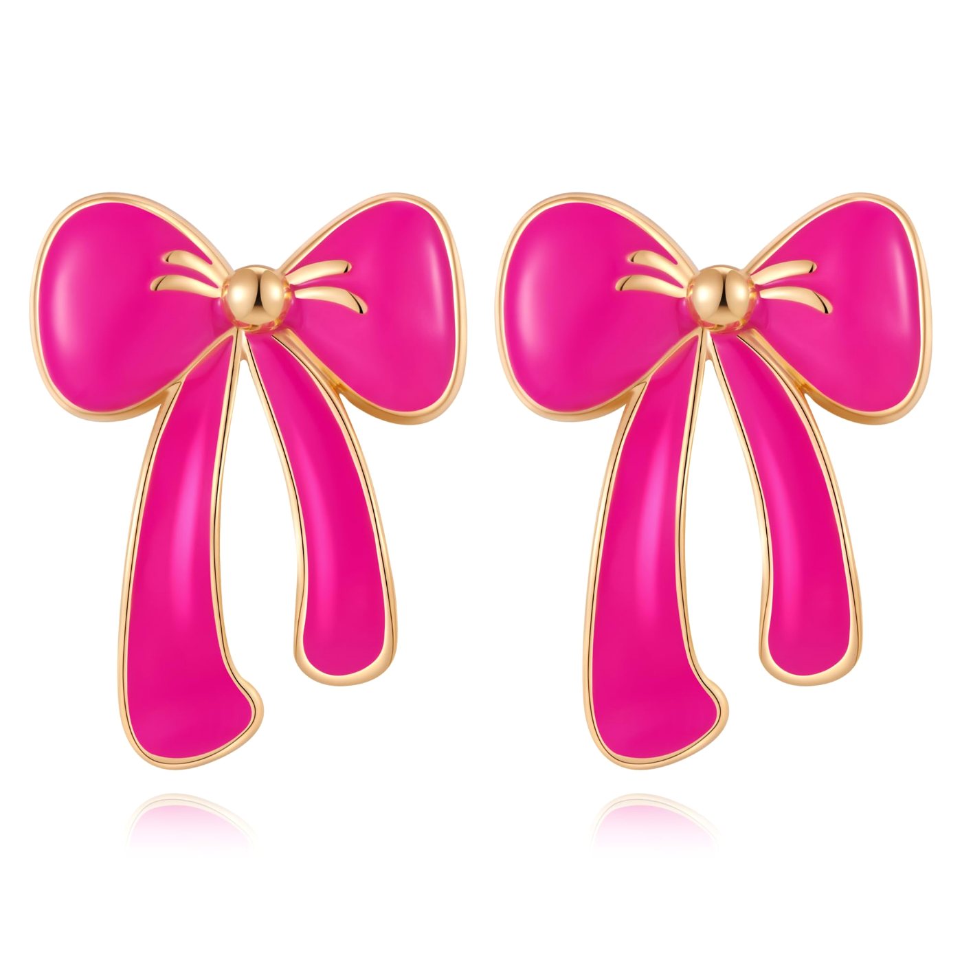 YUJIE Bow Drop Earrings, Hot Pink Enamel, color