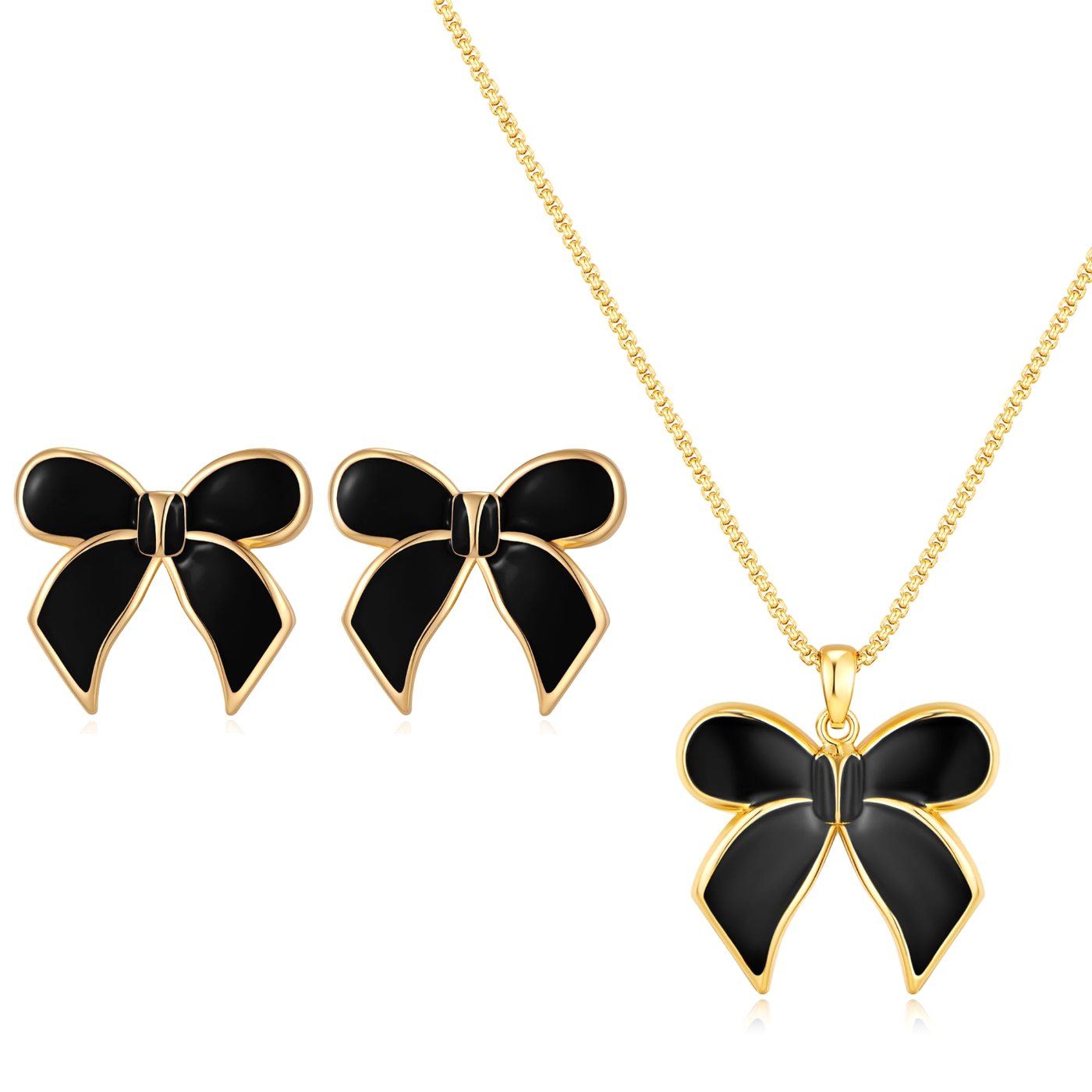 YUJIE Bow Earrings, Black Enamel, color