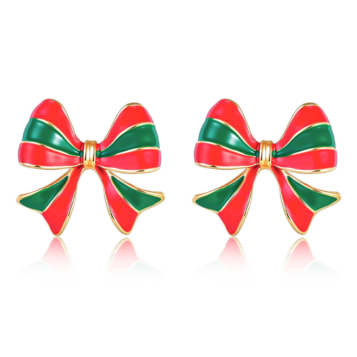 YUJIE Bow Earrings, Red and Green, color