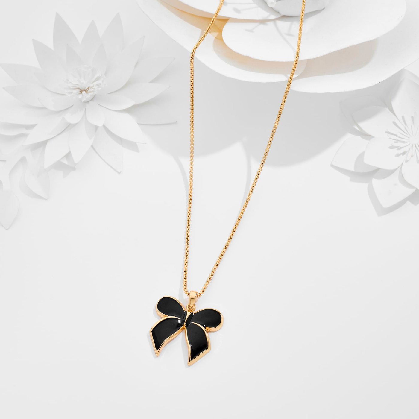 YUJIE Bow Pendant Necklace, Black Bow, view 5