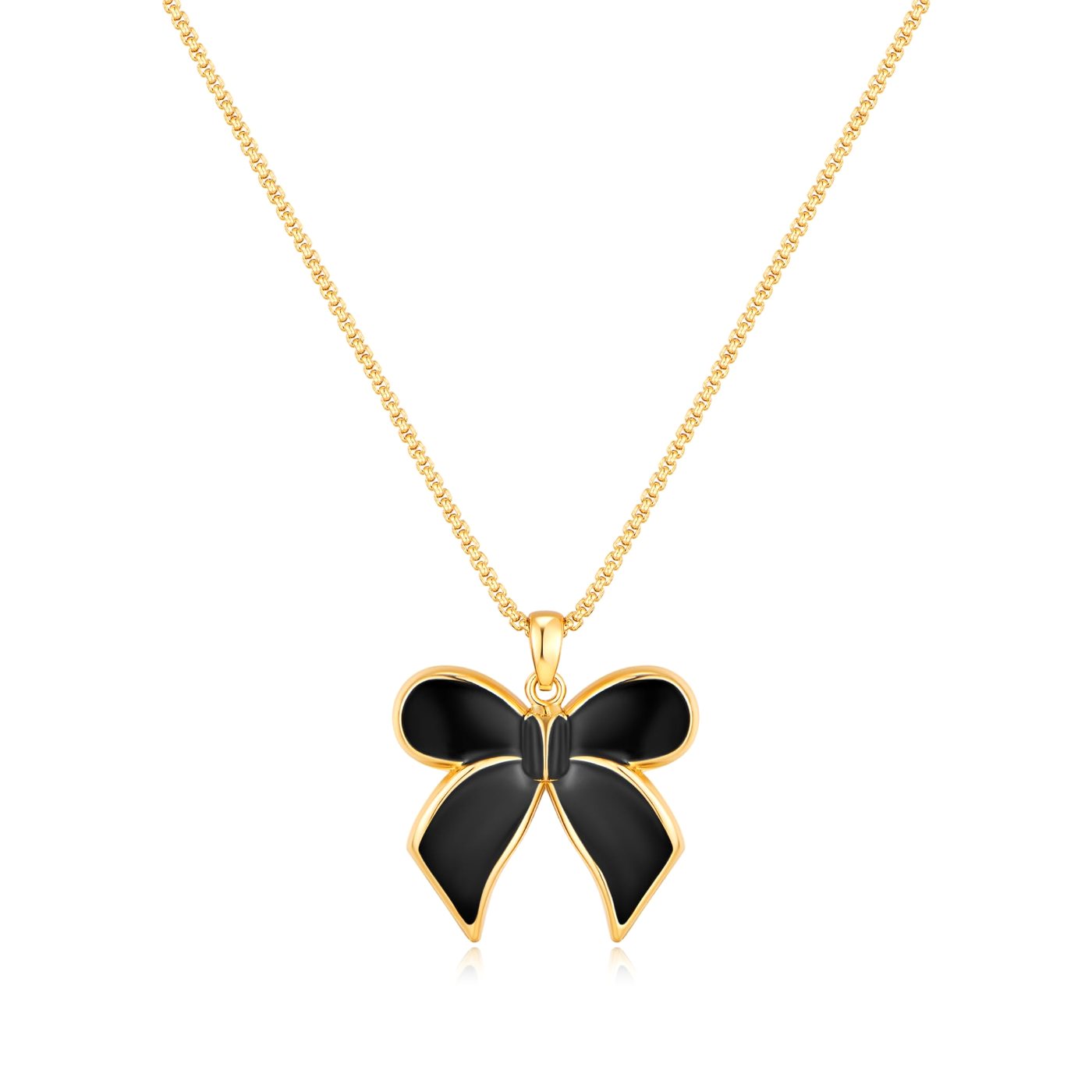 YUJIE Bow Pendant Necklace, Black Bow, color
