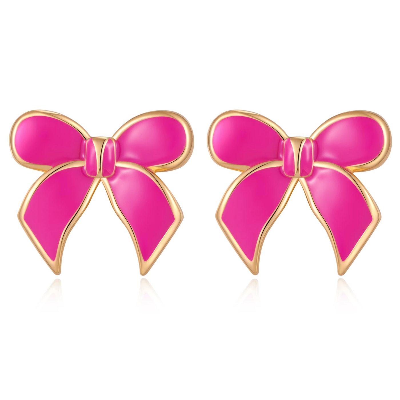 YUJIE Bow Stud Earrings, Hot Pink, color