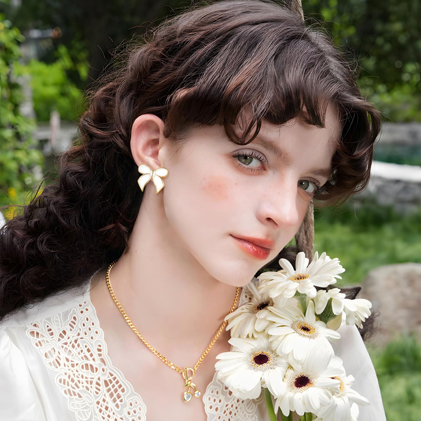 YUJIE bow earrings