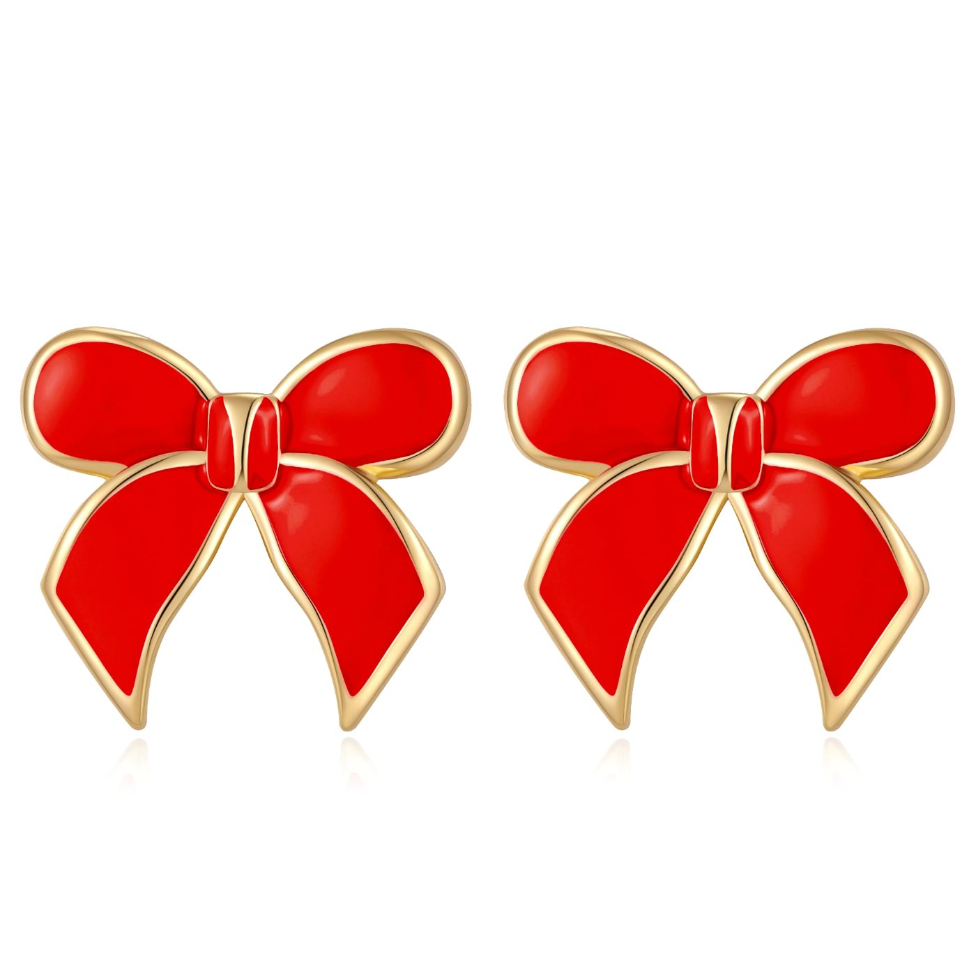 YUJIE Bow Stud Earrings, Red, color
