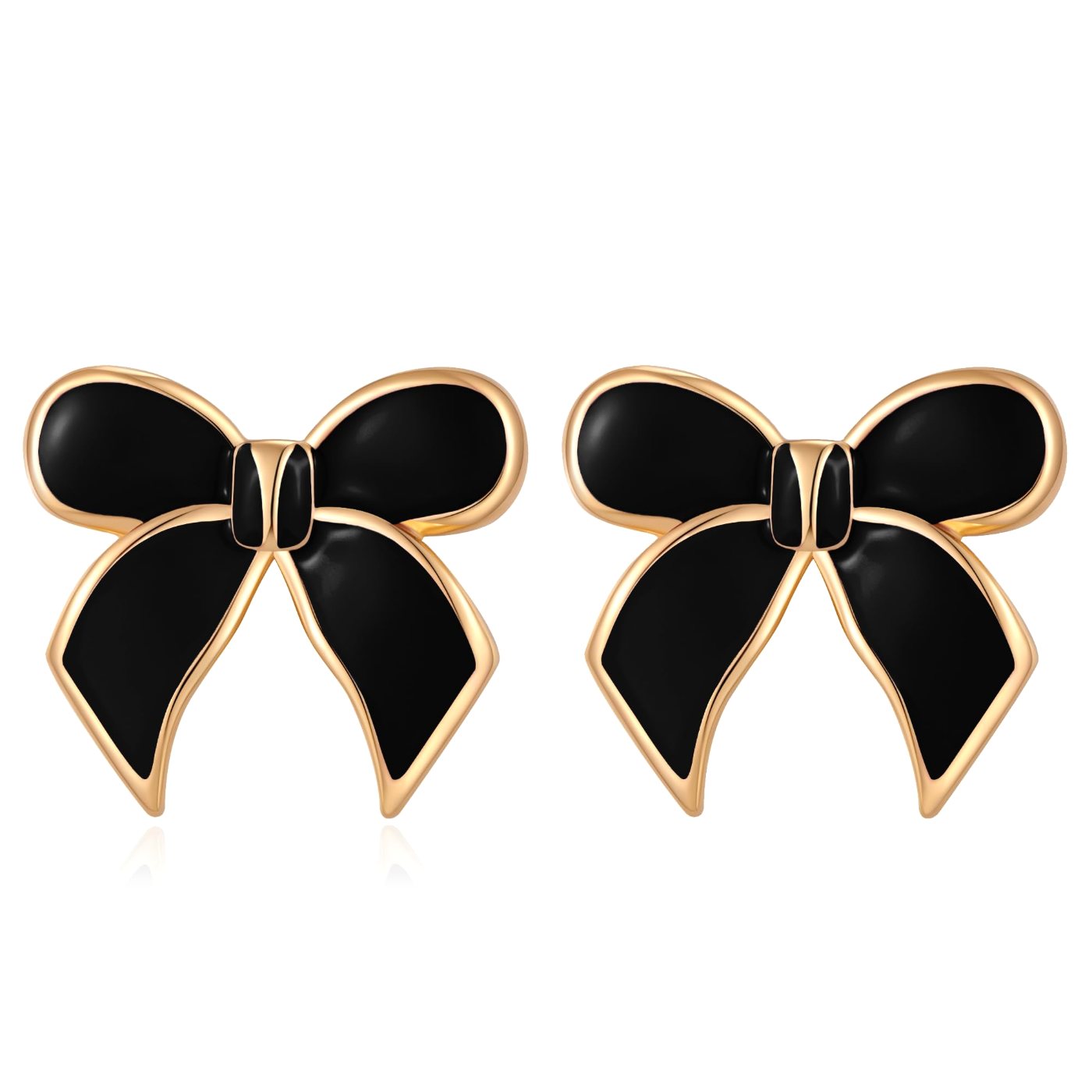YUJIE Bow Stud Earrings, Black, color