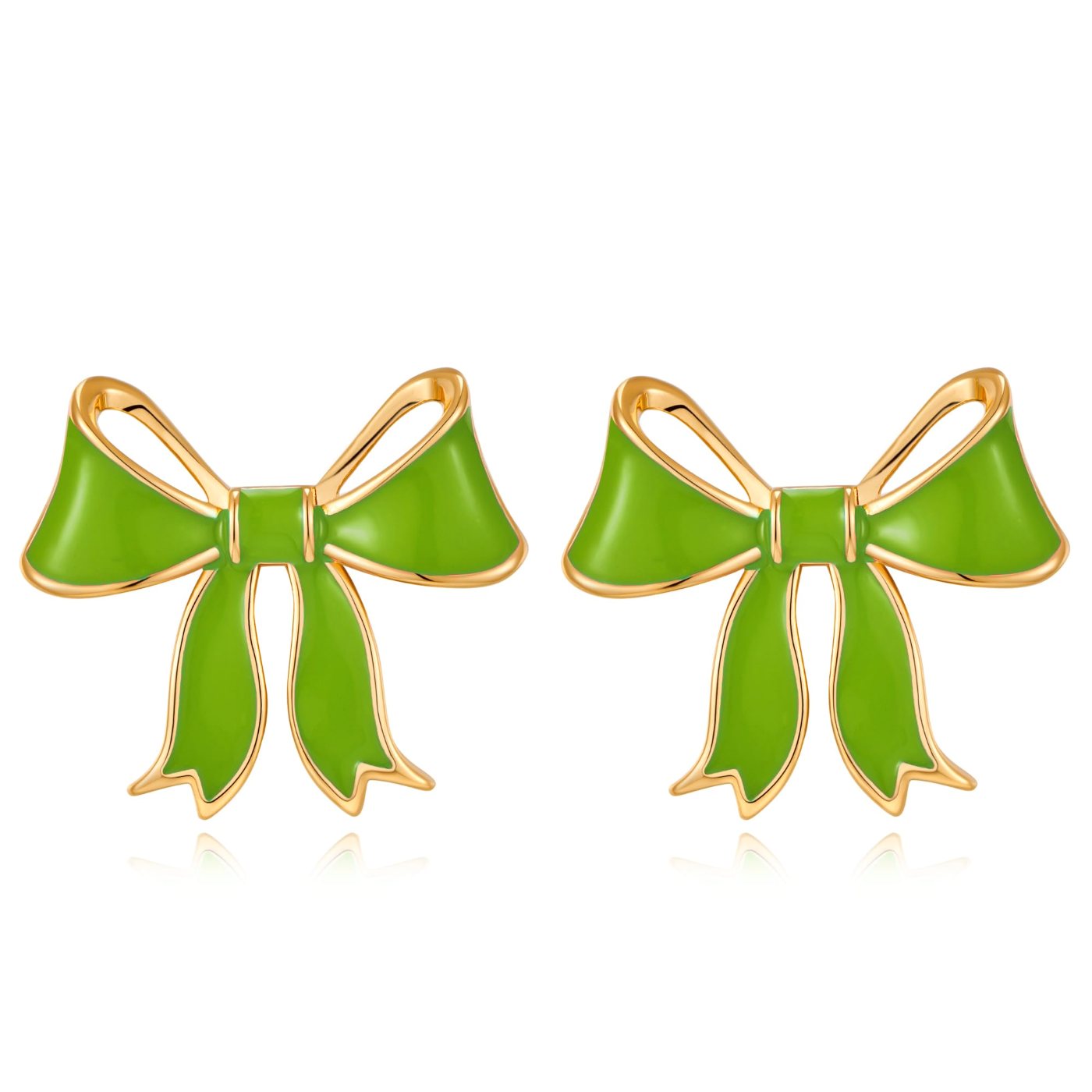 YUJIE Bow Stud Earrings, Green, color