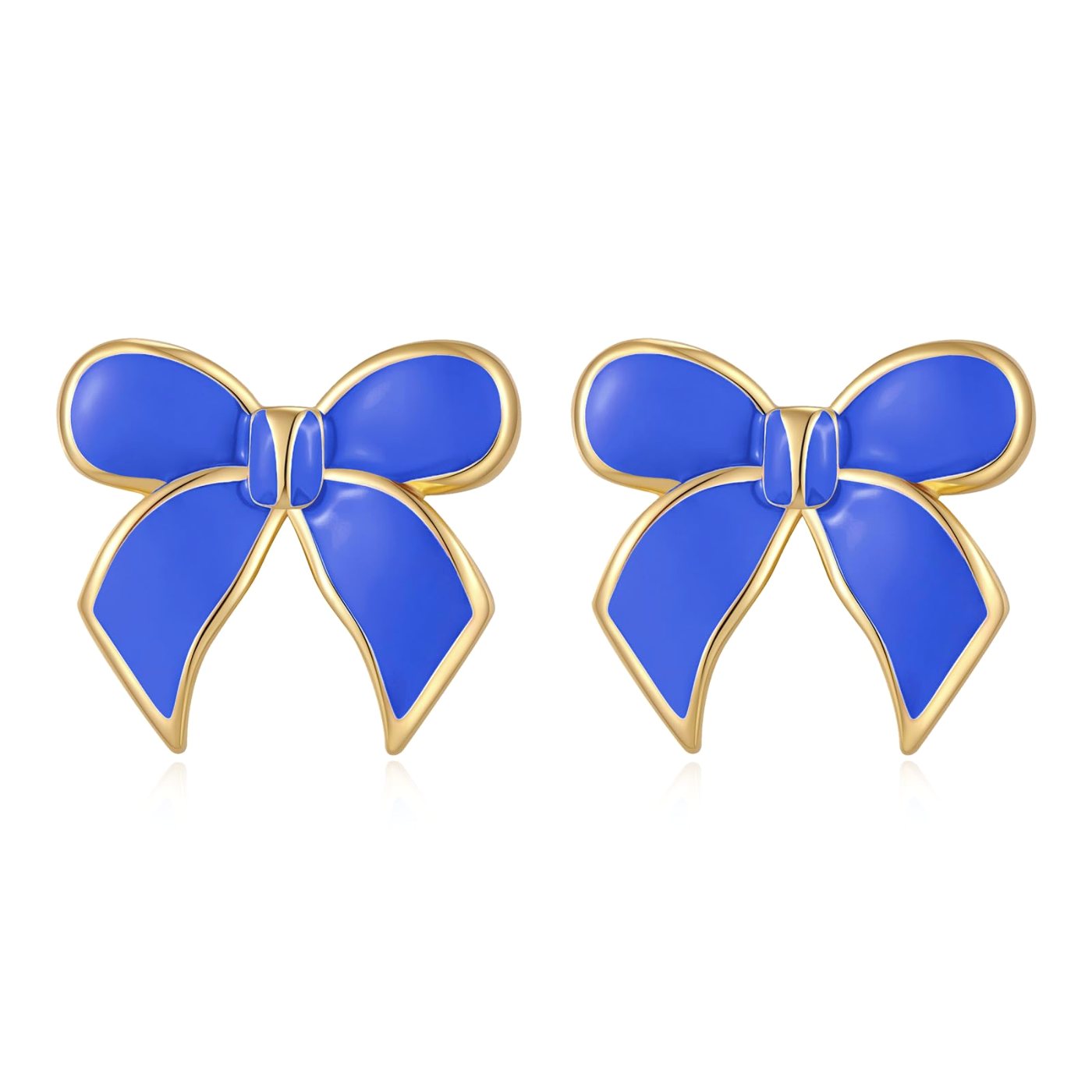 YUJIE Bow Stud Earrings, Navy Blue, color