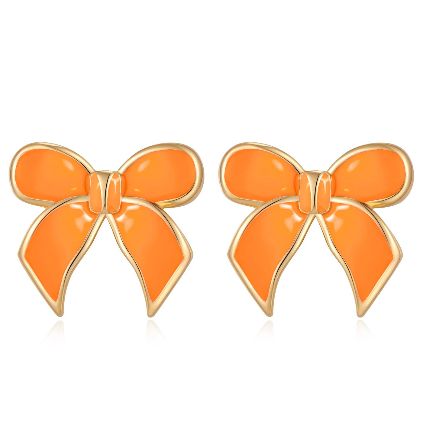 YUJIE Bow Stud Earrings, Orange, color