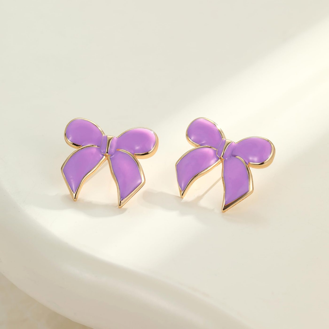 YUJIE Bow Stud Earrings, Purple, view 5