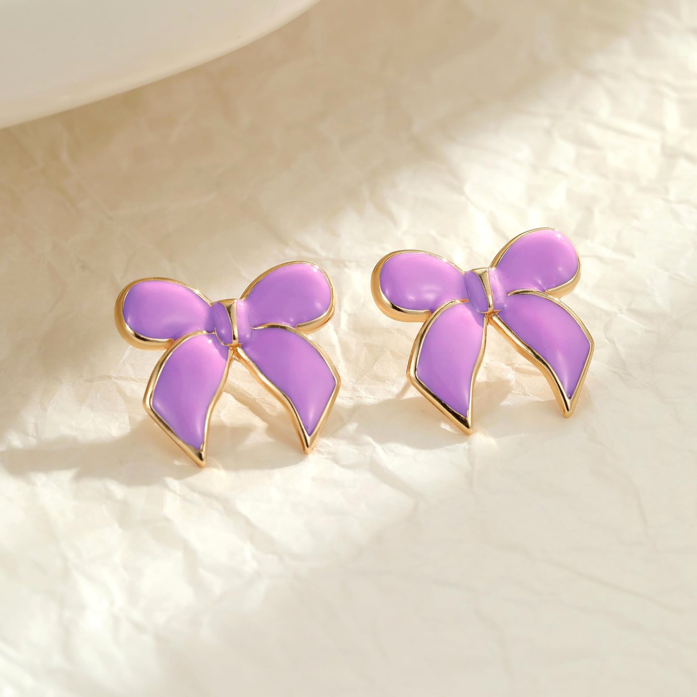 YUJIE Bow Stud Earrings, Purple, view 6