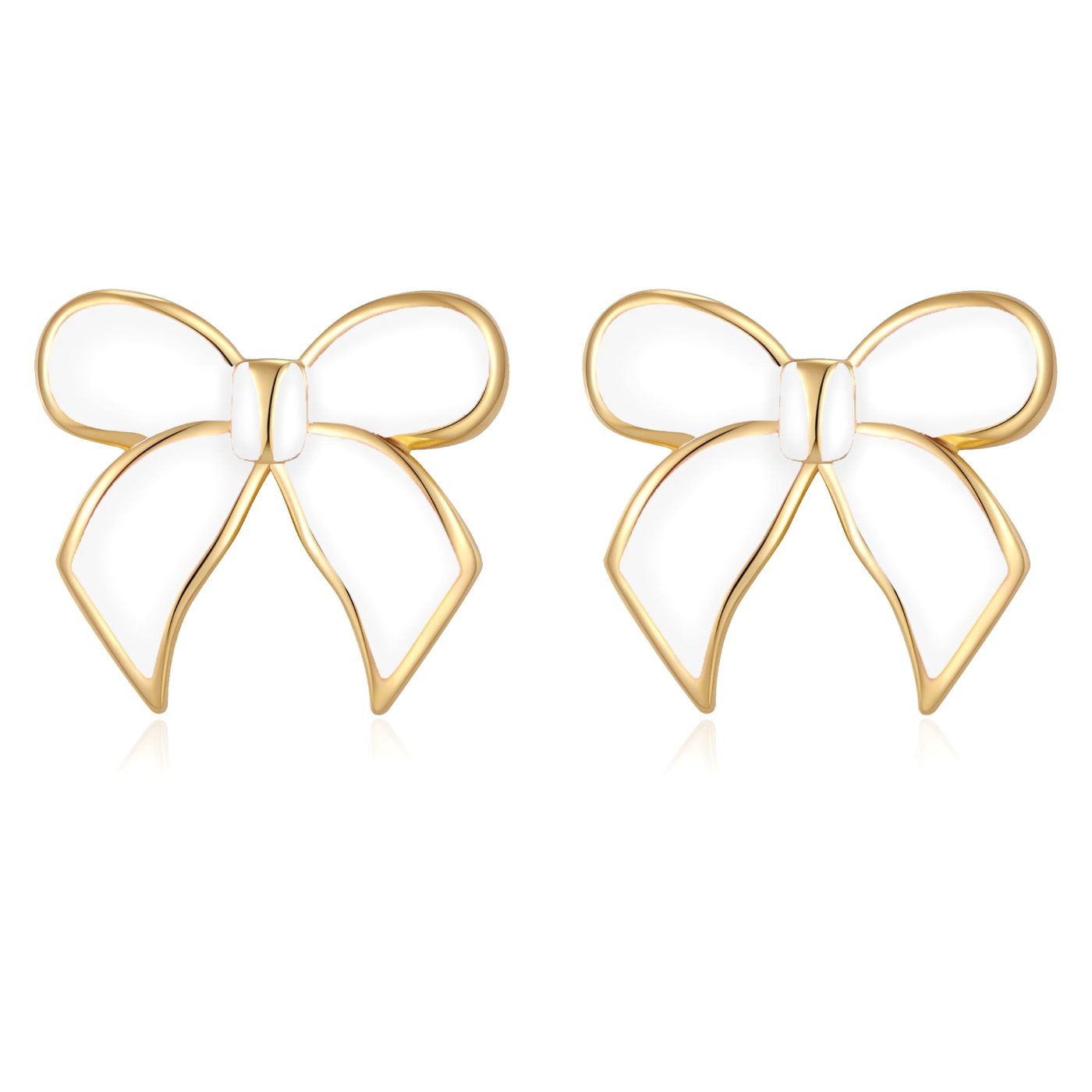 YUJIE Bow Stud Earrings, White, color