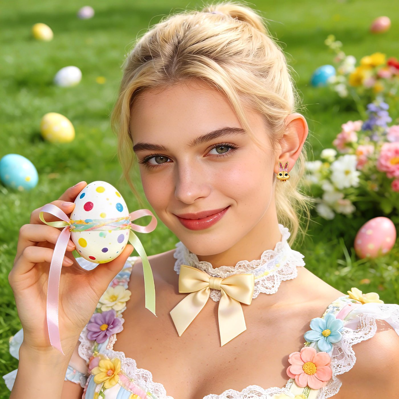 YUJIE Bunny Clip-On Earrings, color