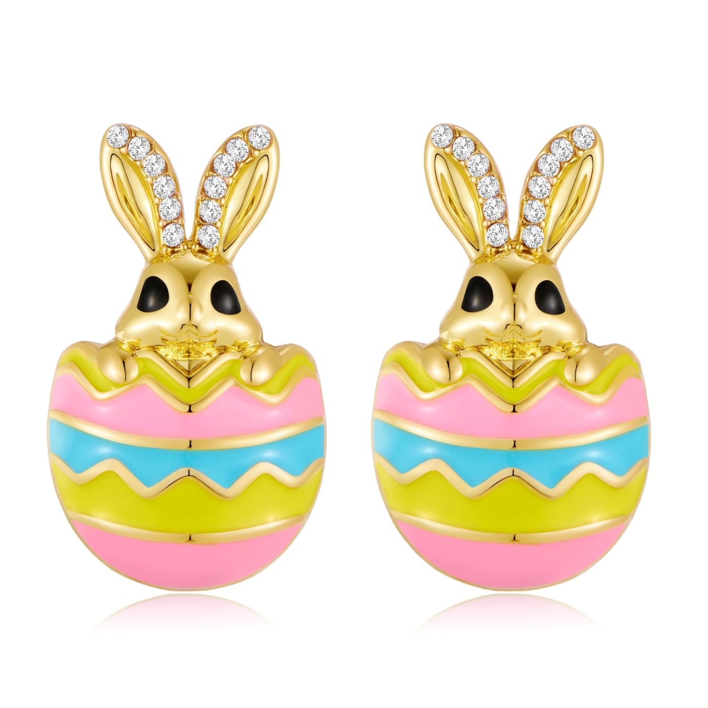 YUJIE Bunny Egg Stud Earrings, Rabbit In Egg, color